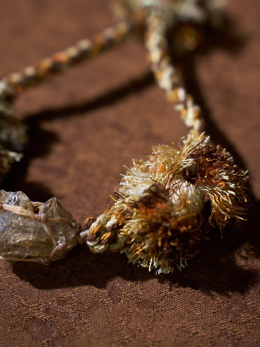 Wealth Energy · Amber Veil · Yellow Skeletal Quartz Tibetan Hand-Knotted Bracelet