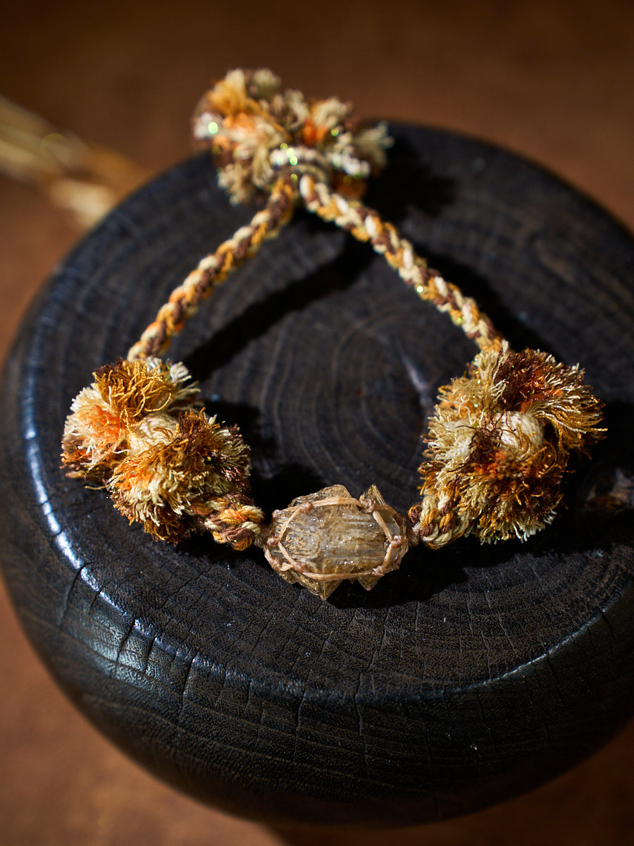 Wealth Energy · Amber Veil · Yellow Skeletal Quartz Tibetan Hand-Knotted Bracelet