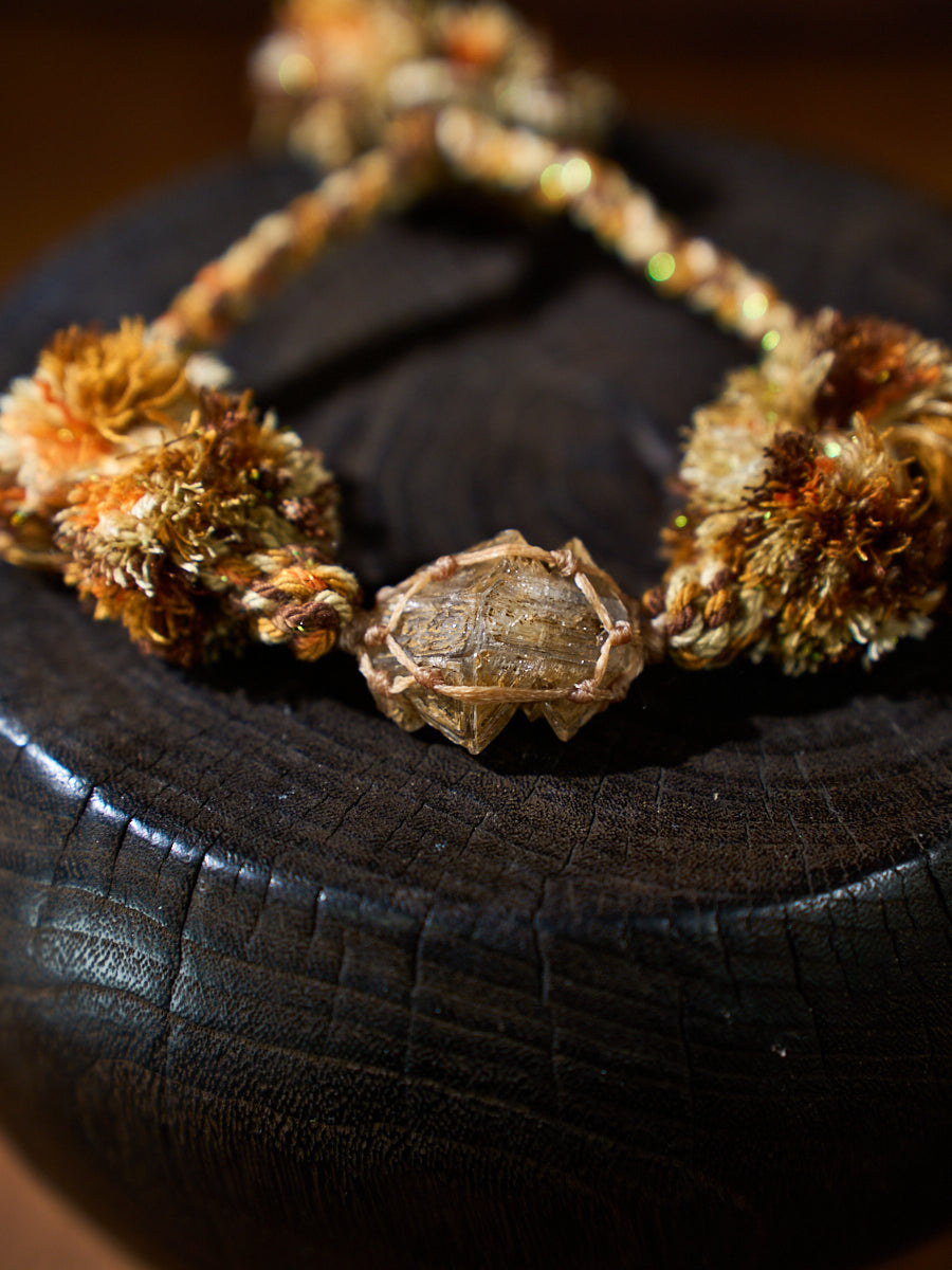 Wealth Energy · Amber Veil · Yellow Skeletal Quartz Tibetan Hand-Knotted Bracelet