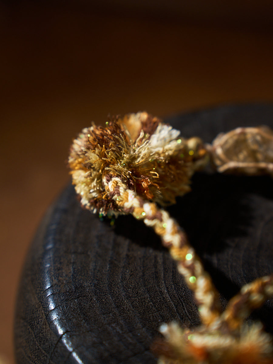 Wealth Energy · Amber Veil · Yellow Skeletal Quartz Tibetan Hand-Knotted Bracelet