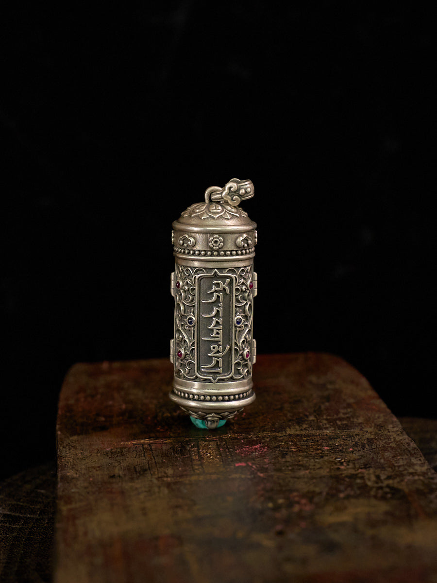 Protective Green Tara Silver Prayer Locket Necklace
