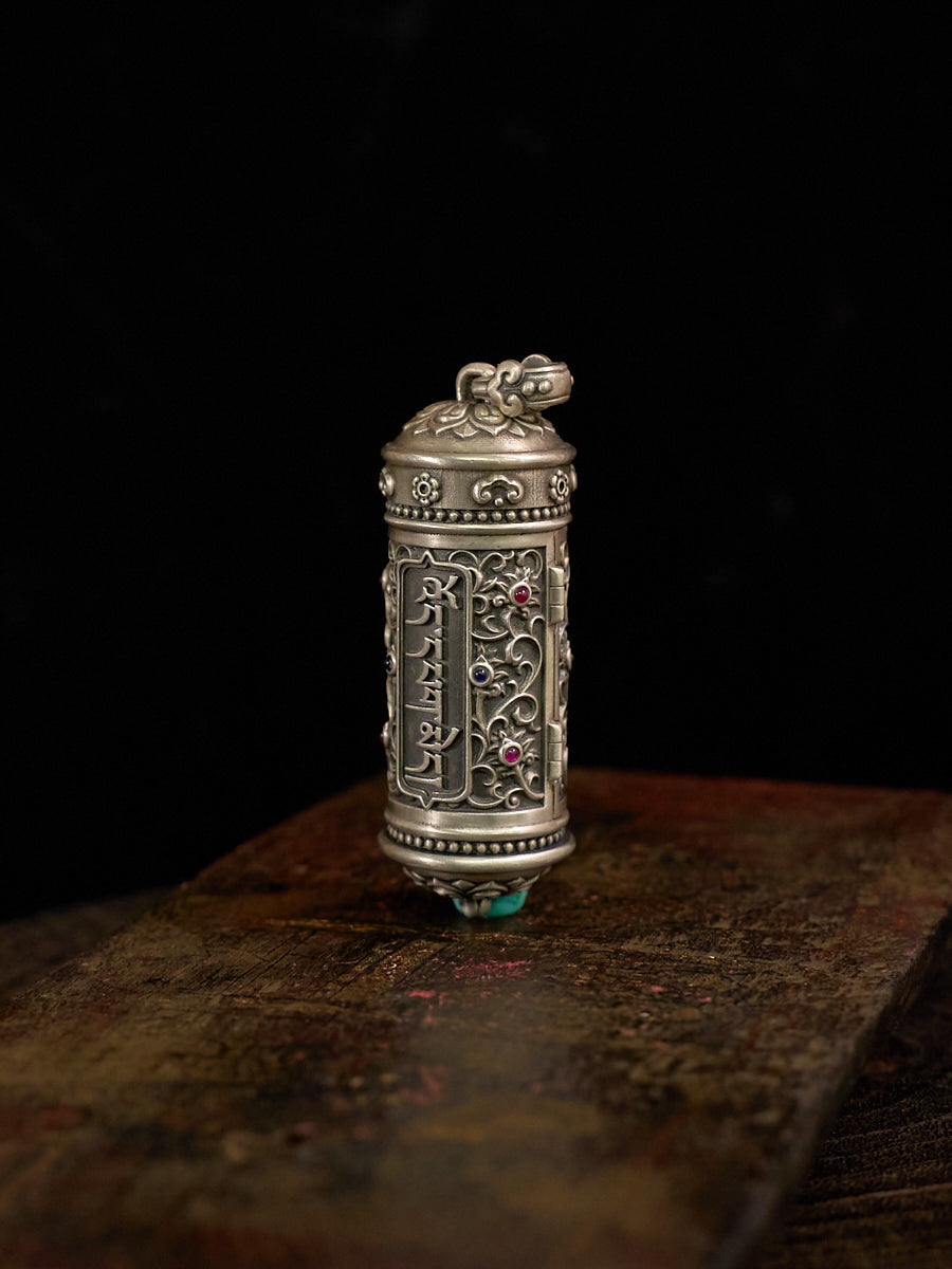 Protective Green Tara Silver Prayer Locket Necklace