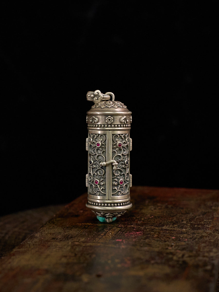 Protective Green Tara Silver Prayer Locket Necklace