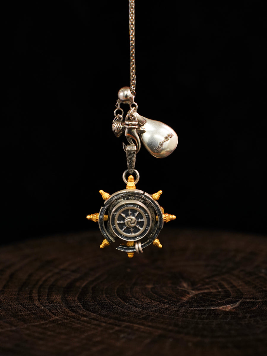 Ethereal Harmony Gemstone Mandala Silver Necklace
