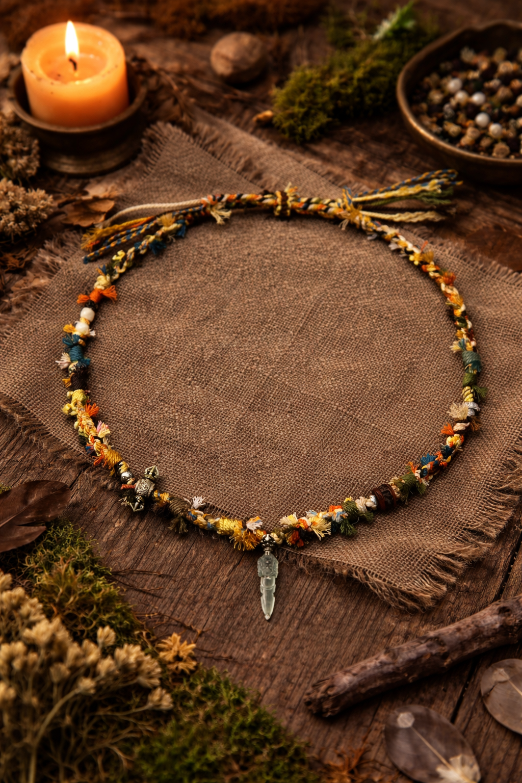 Lucky Charm Tibetan Five-Color Cord Quartz Necklace
