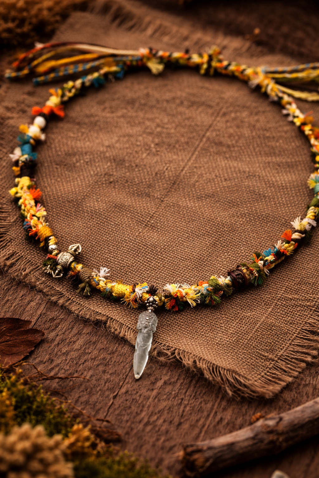 Lucky Charm Tibetan Five-Color Cord Quartz Necklace