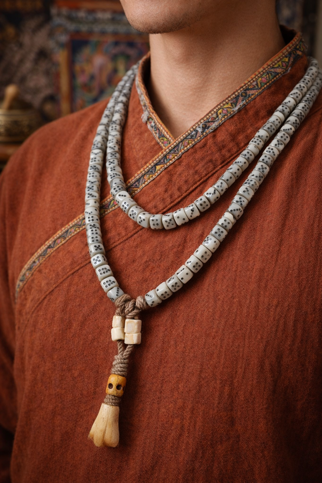 Fortune Path Dice Mala | Camel Bone Dice Beads 108 Meditation Necklace