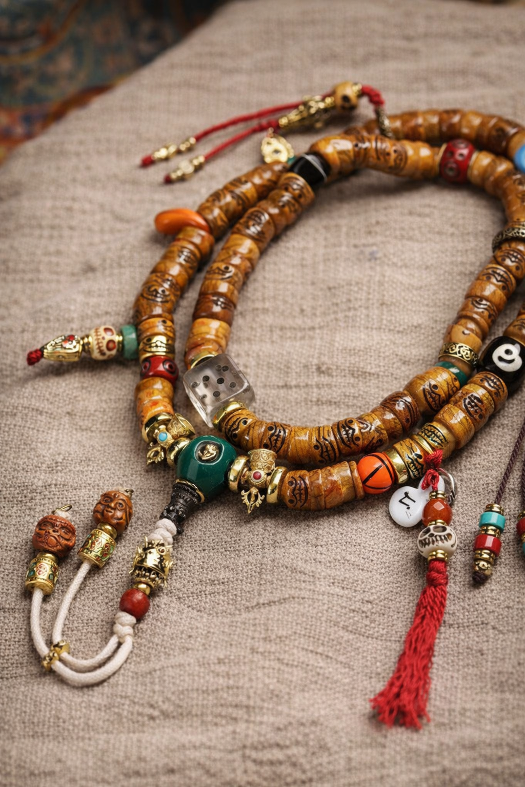 Ancient Path Yak Bone & Dzi Mala | Handcrafted 108 Spiritual Necklace