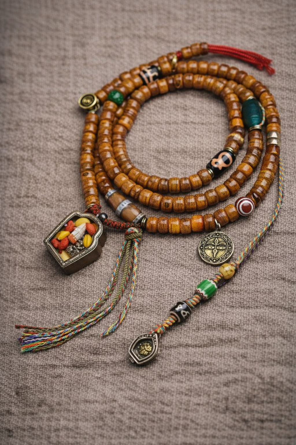 Ancient Wisdom 108 Camel Bone Dzi Thokcha Tibetan Mala Necklace