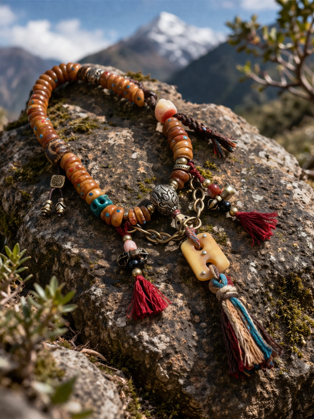 Nomad Spirit Camel Bone Sherpa Glass Adai Tibetan Handheld Accessories