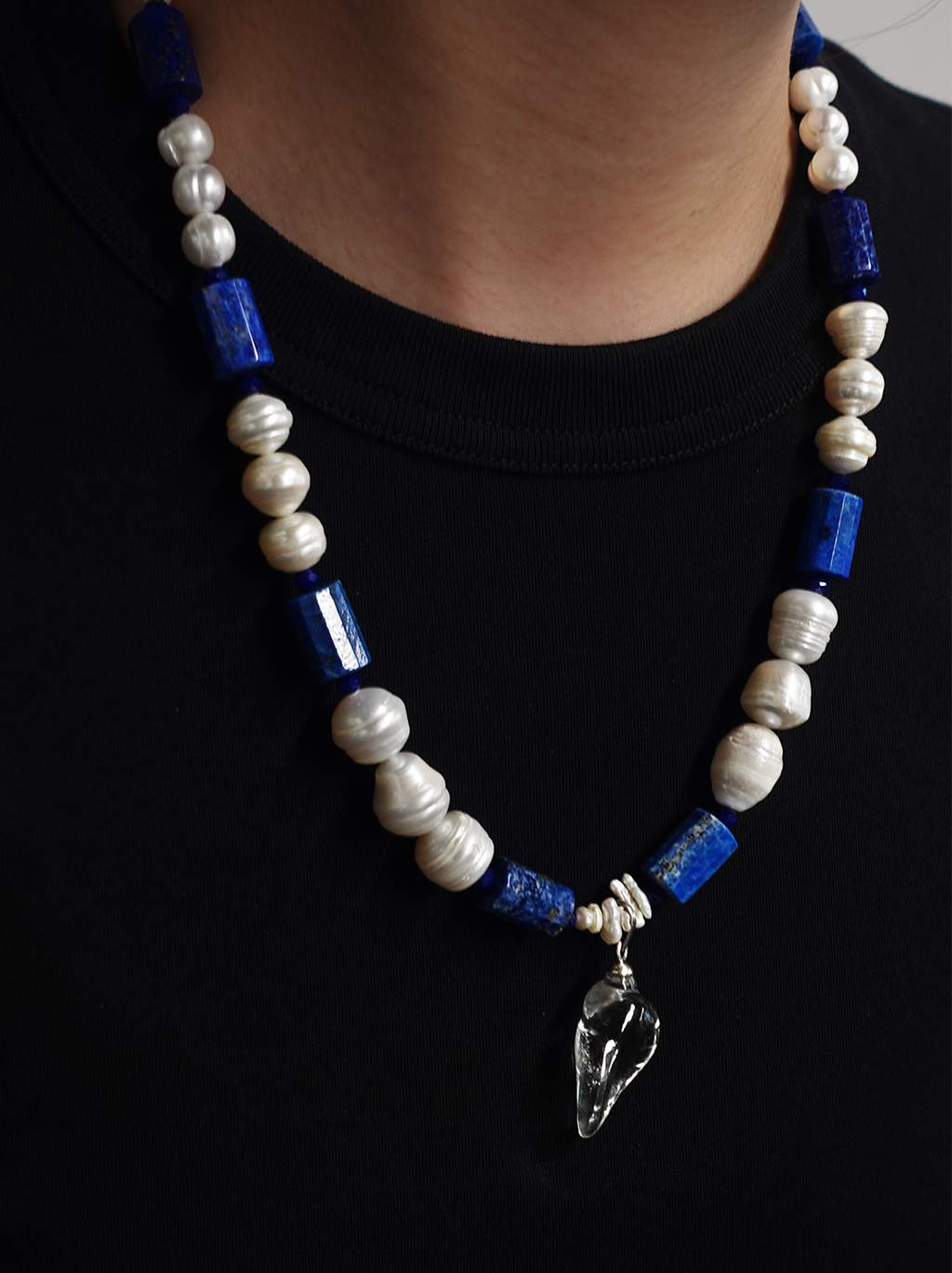 Sacred Lake Buddhist Chanting Lapis Lazuli Pearl Necklace