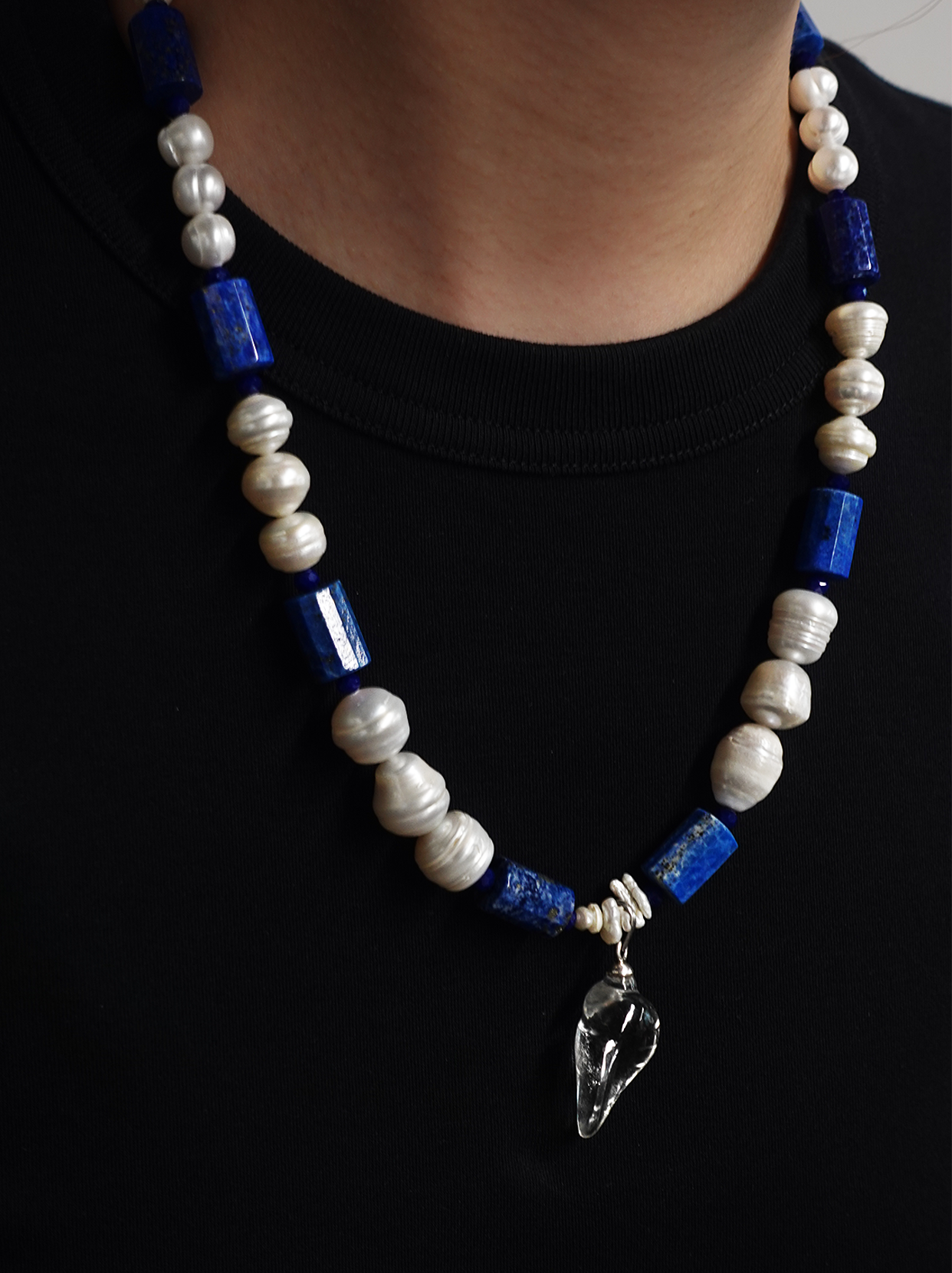 Sacred Lake Buddhist Chanting Lapis Lazuli Pearl Necklace