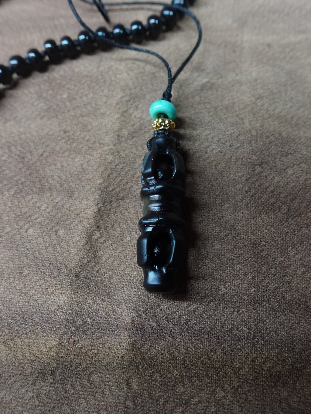 Himalayan Goddess Lotus Double-sided Dzi Bead Necklace
