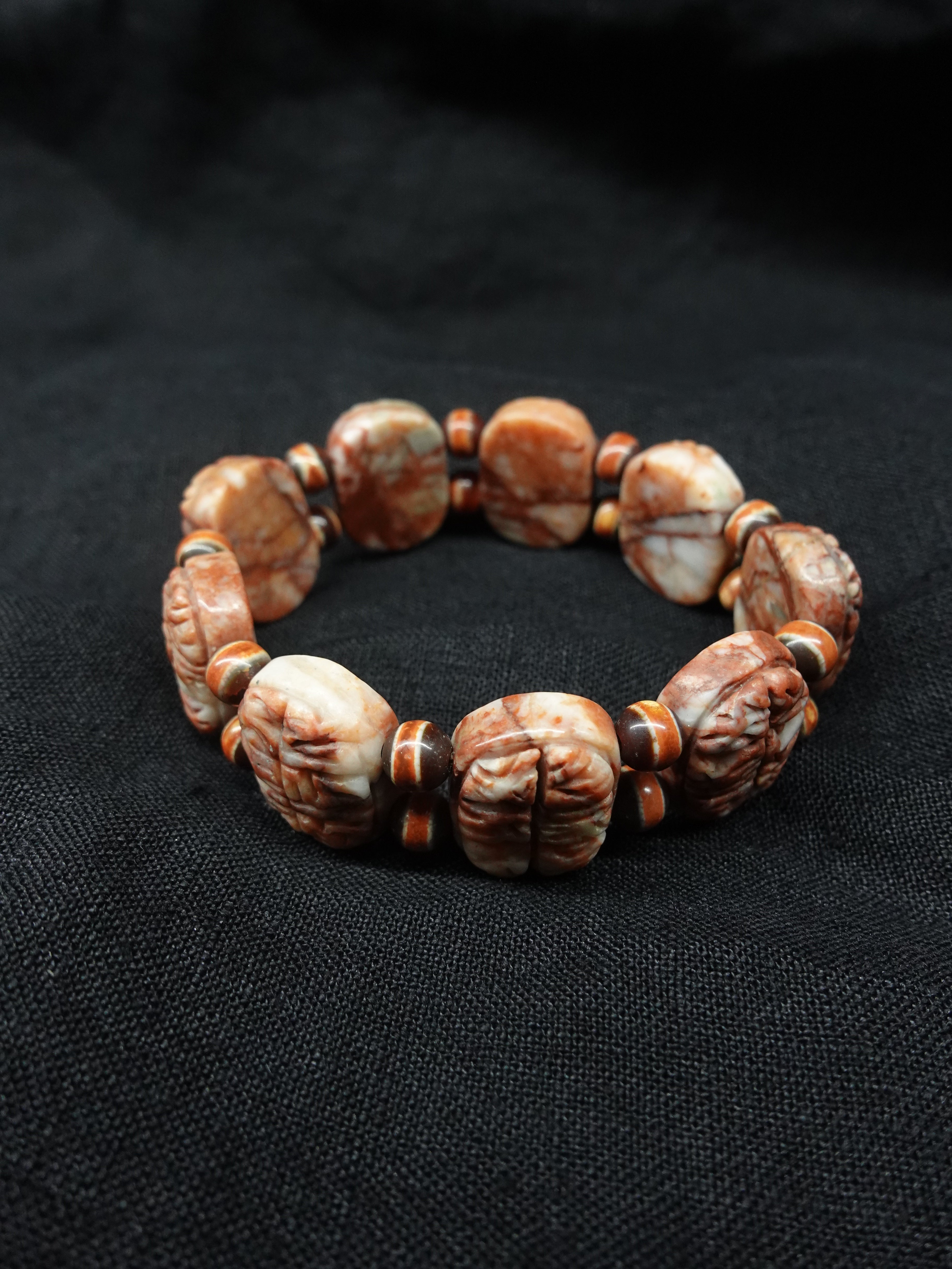 God of Wealth Mantra Dragon Pattern Sharira Beads Dzi Bead Bracelet