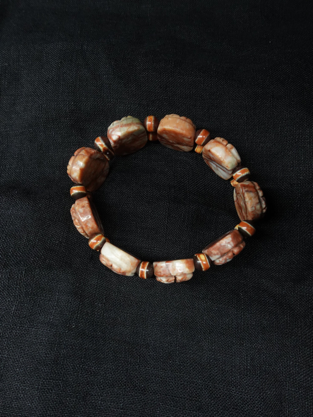 God of Wealth Mantra Dragon Pattern Sharira Beads Dzi Bead Bracelet