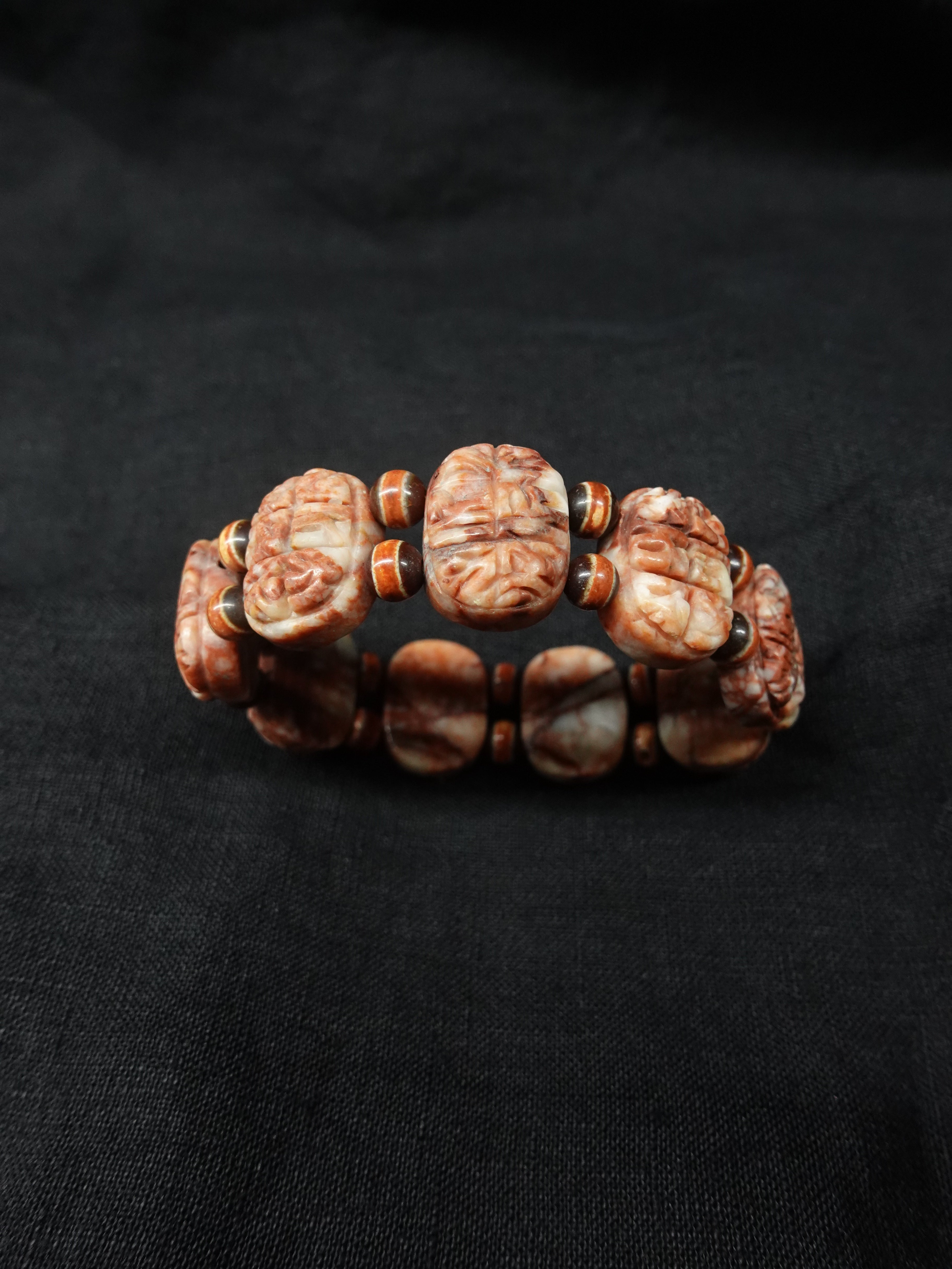 God of Wealth Mantra Dragon Pattern Sharira Beads Dzi Bead Bracelet