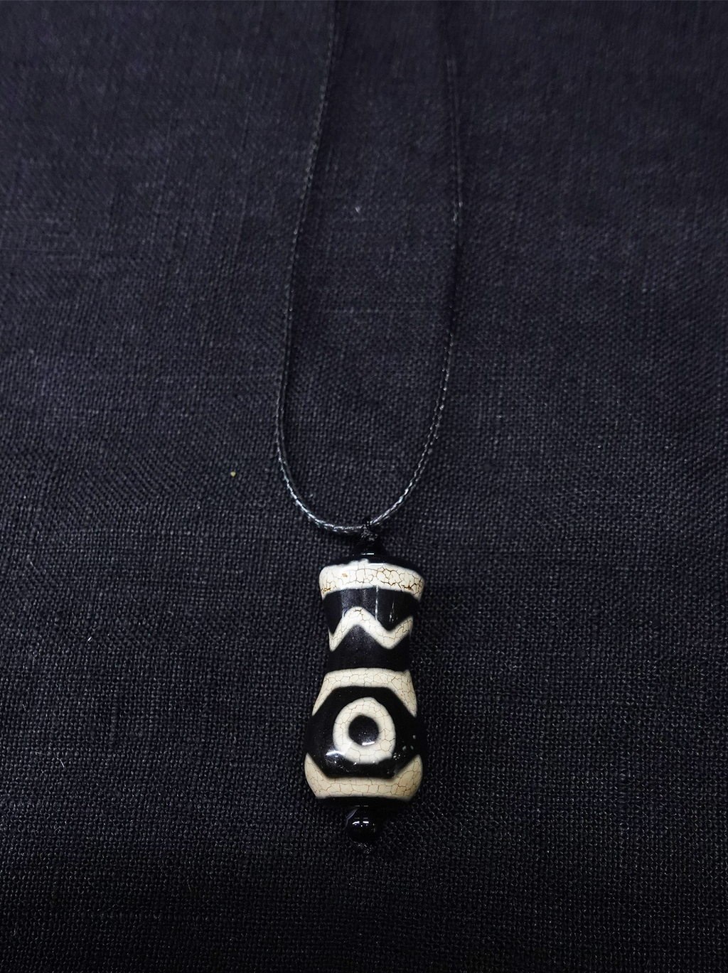 Water Wave Tiger Tooth Pattern Dzi bead Combined Treasure Bottle Necklace for healthy and wealthy