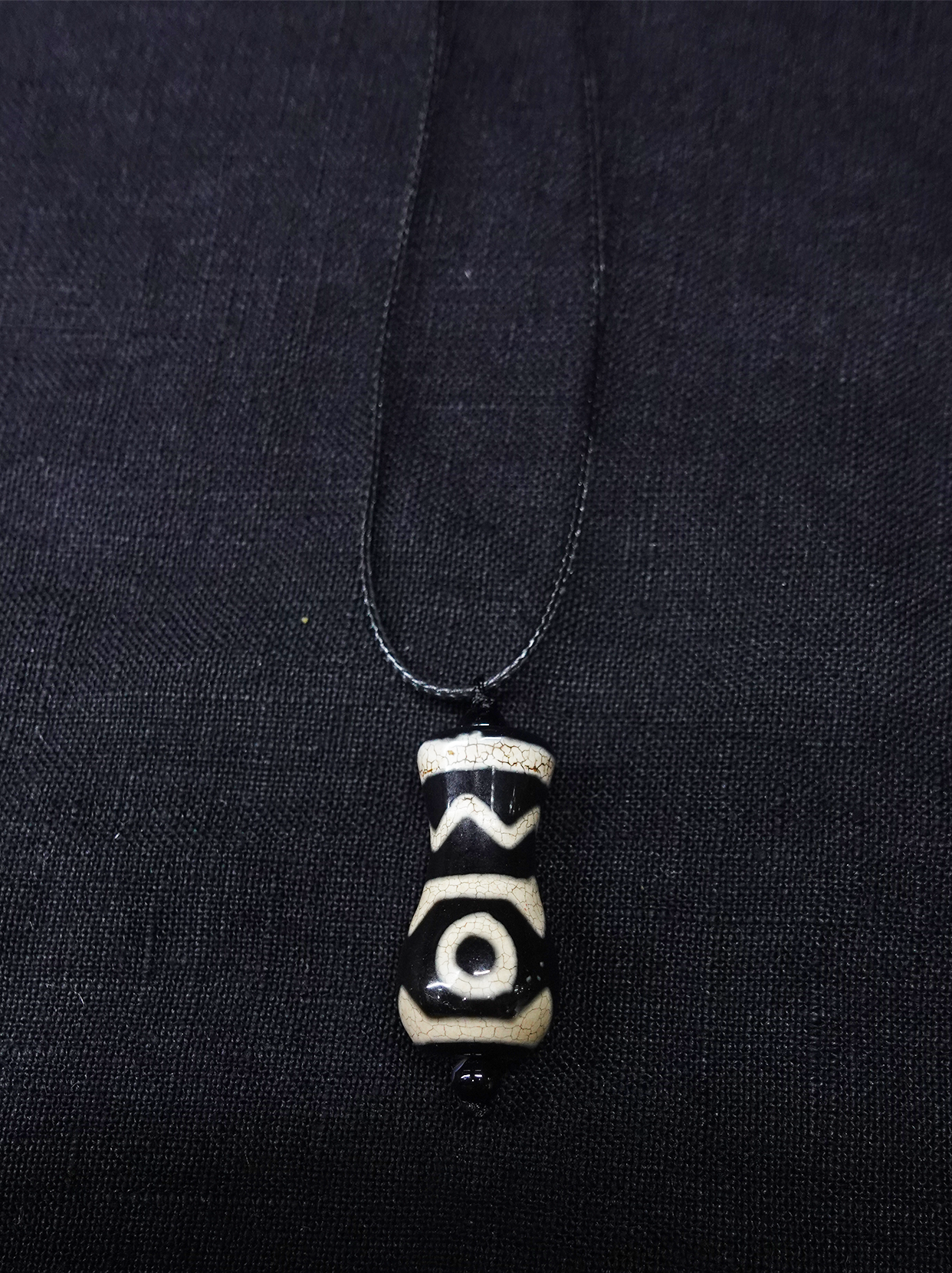 Water Wave Tiger Tooth Pattern Dzi bead Combined Treasure Bottle Necklace for healthy and wealthy
