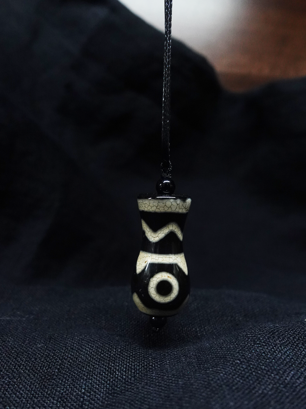 Water Wave Tiger Tooth Pattern Dzi bead Combined Treasure Bottle Necklace for healthy and wealthy