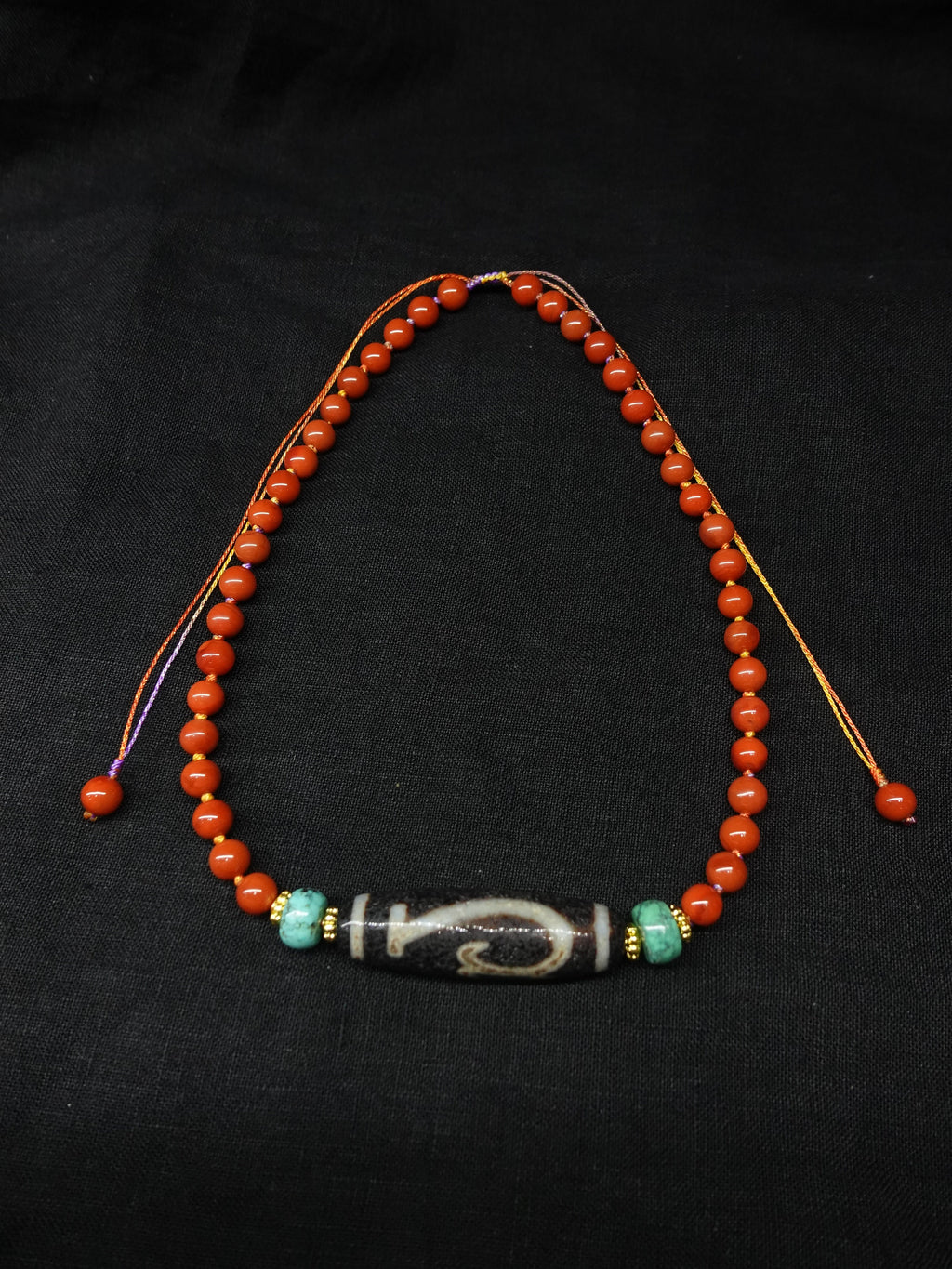 Green Turquoise South Red Agate Weathered Heavenly Bead Necklace