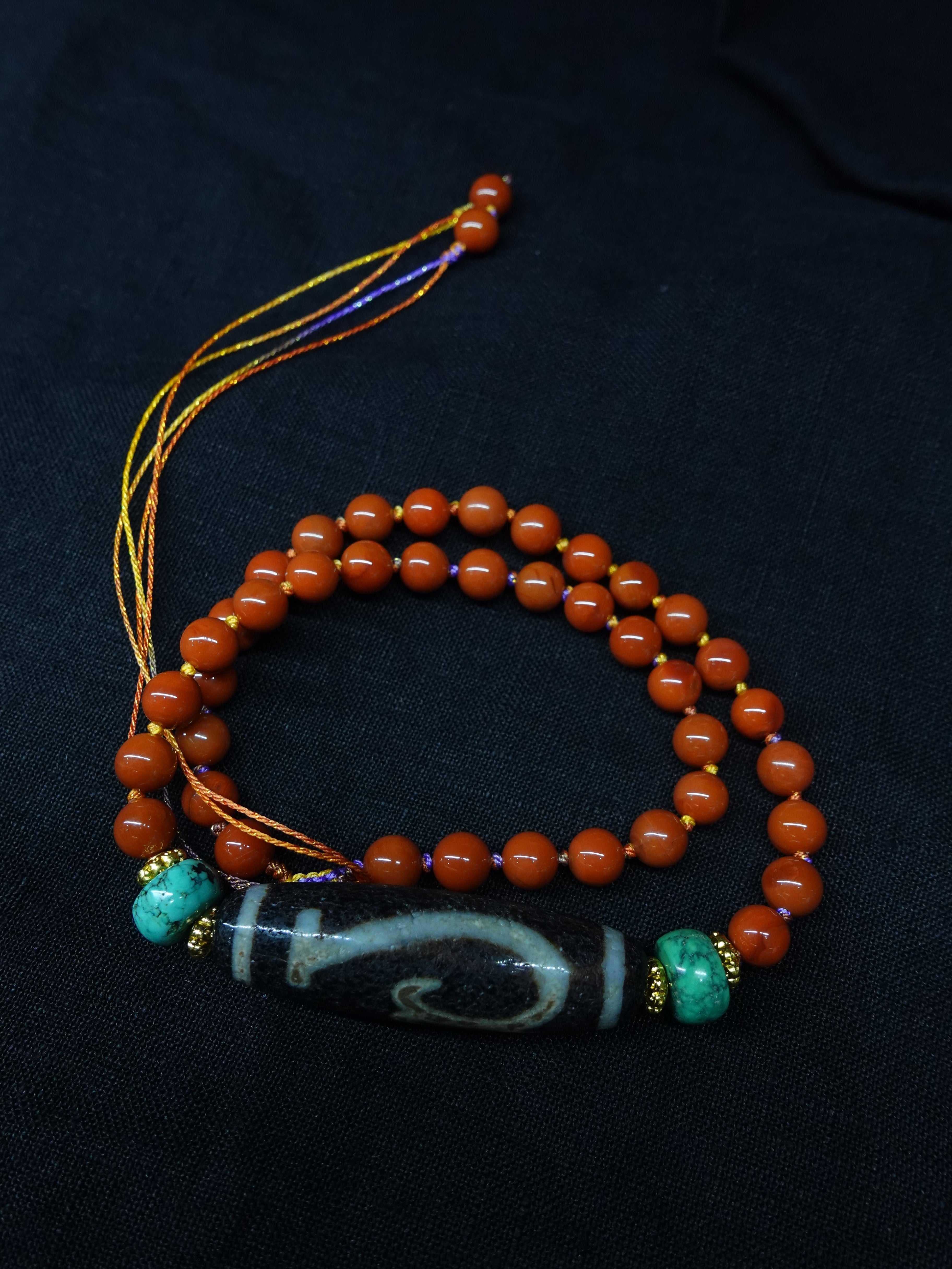 Green Turquoise South Red Agate Weathered Heavenly Bead Necklace