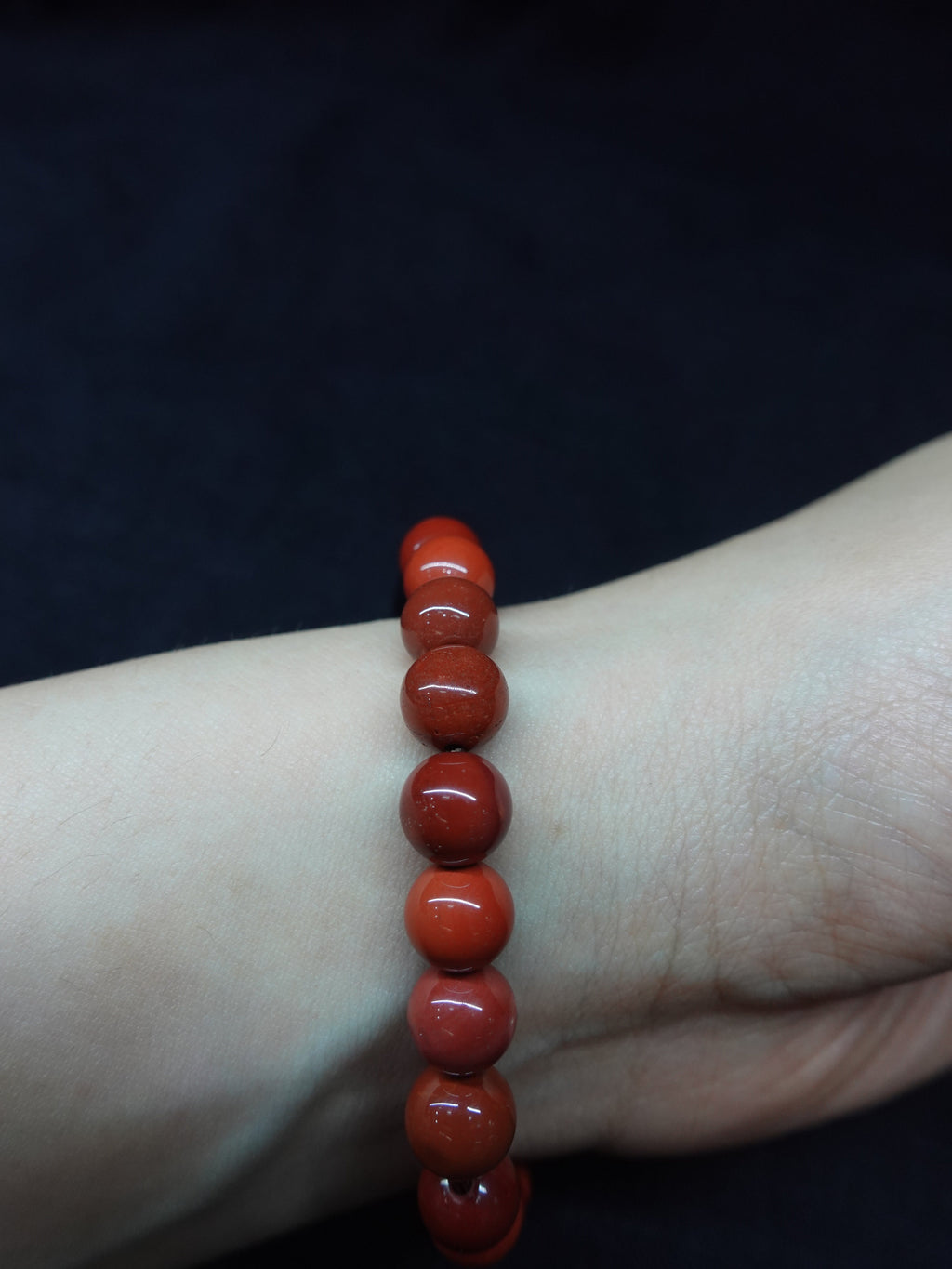 South Red Agate Wide Dzi Bead Bracelet