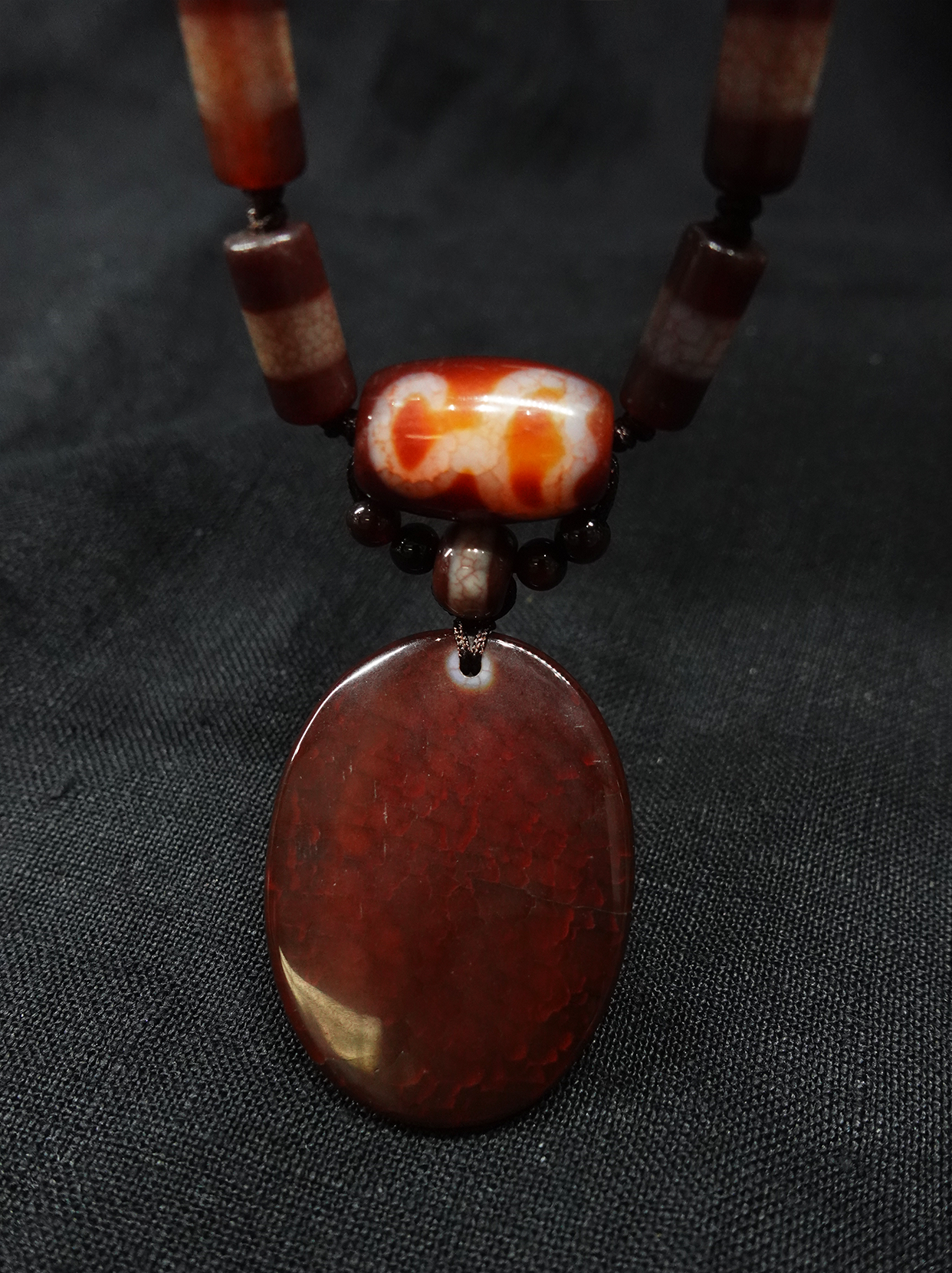 Noble Person Lotus Buddha Hand Seal Dzi bead  Necklace