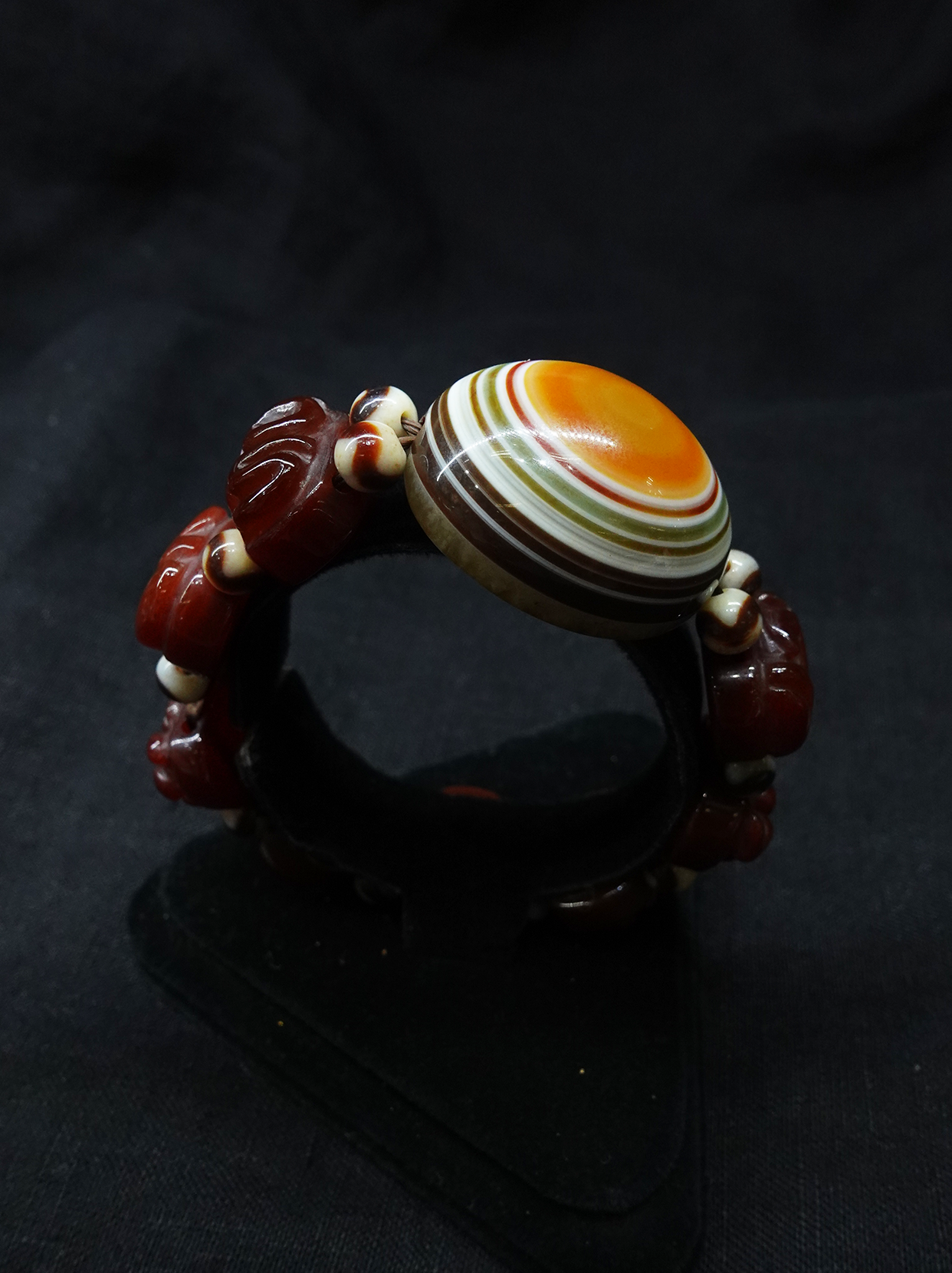 God of Wealth Mantra Rainbow Dzi Bead Bracelet