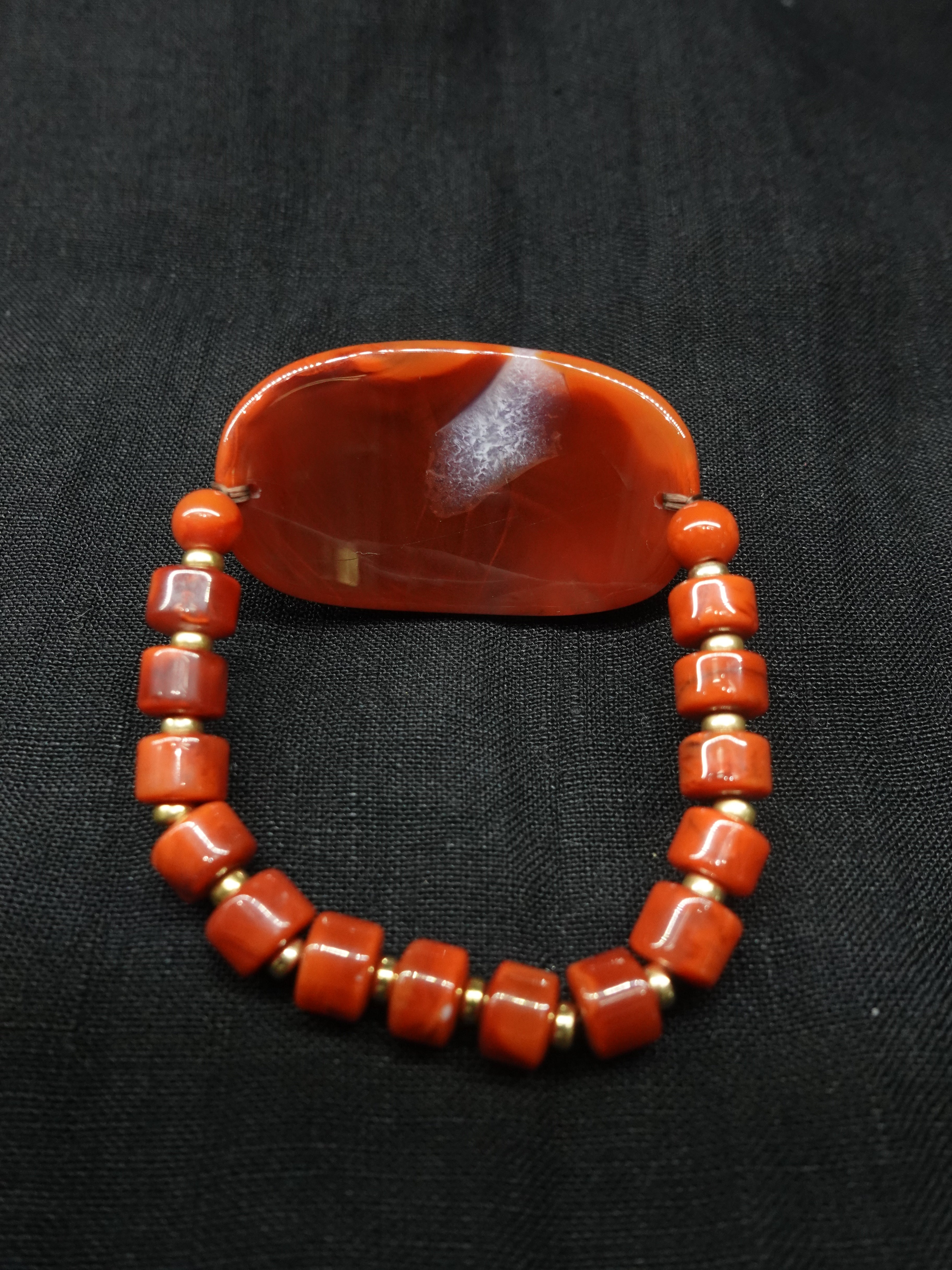 "Crimson Blaze of Fortune" Big Nanhong agate Bracelet