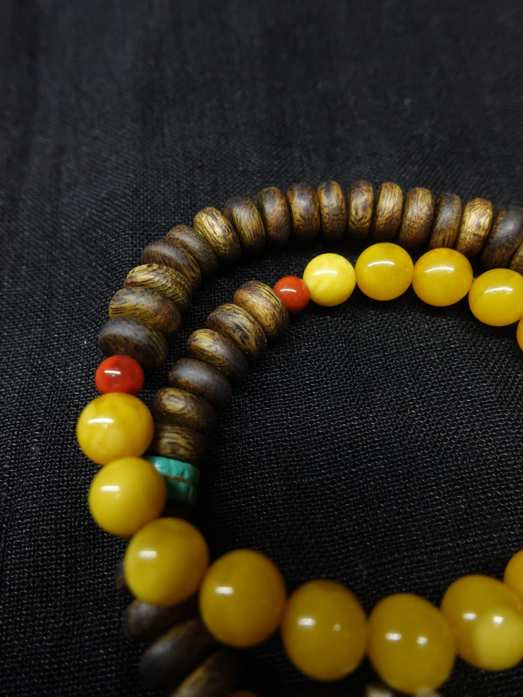 Amber and Agarwood Bracelet