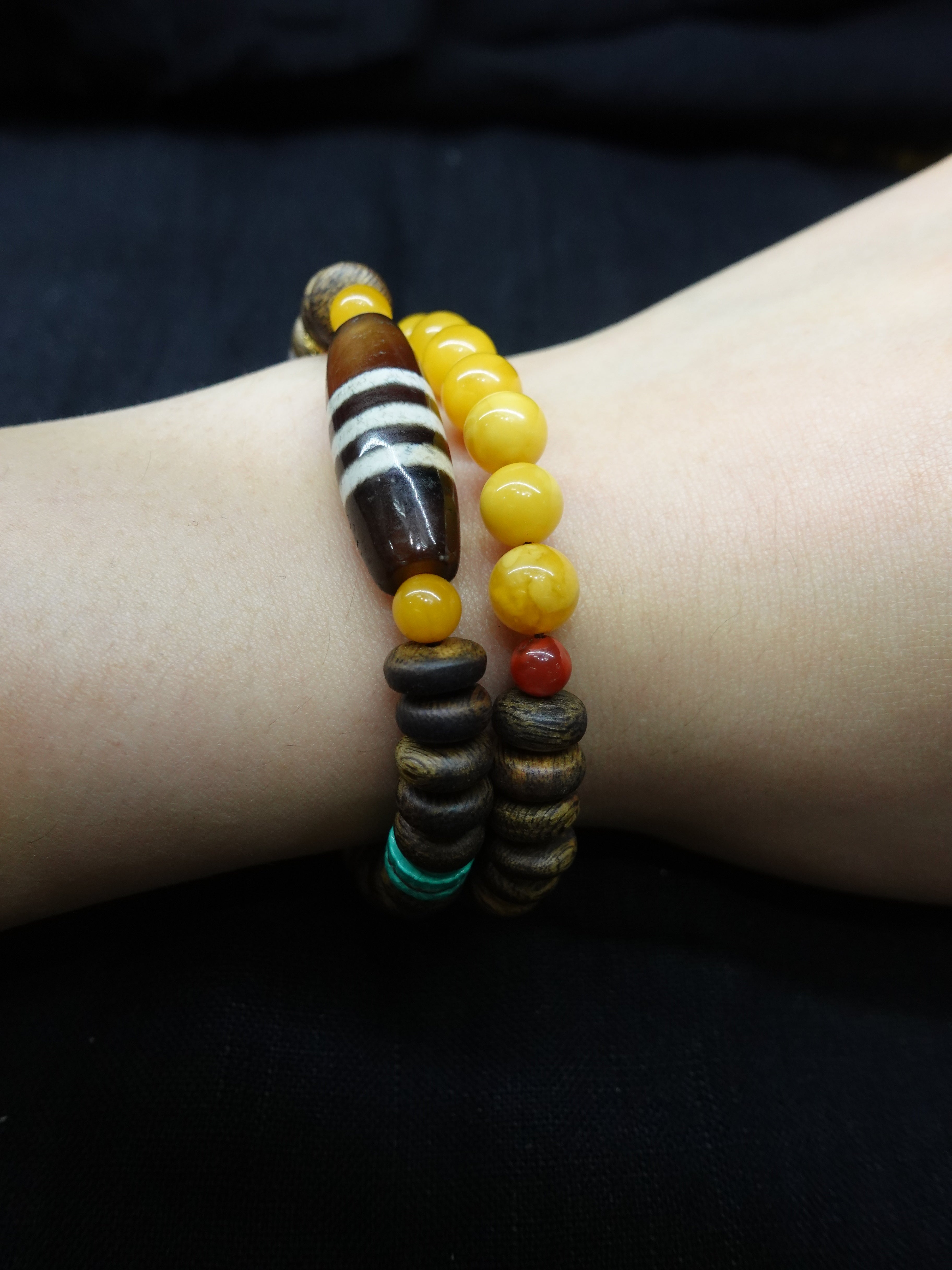 Amber and Agarwood Bracelet