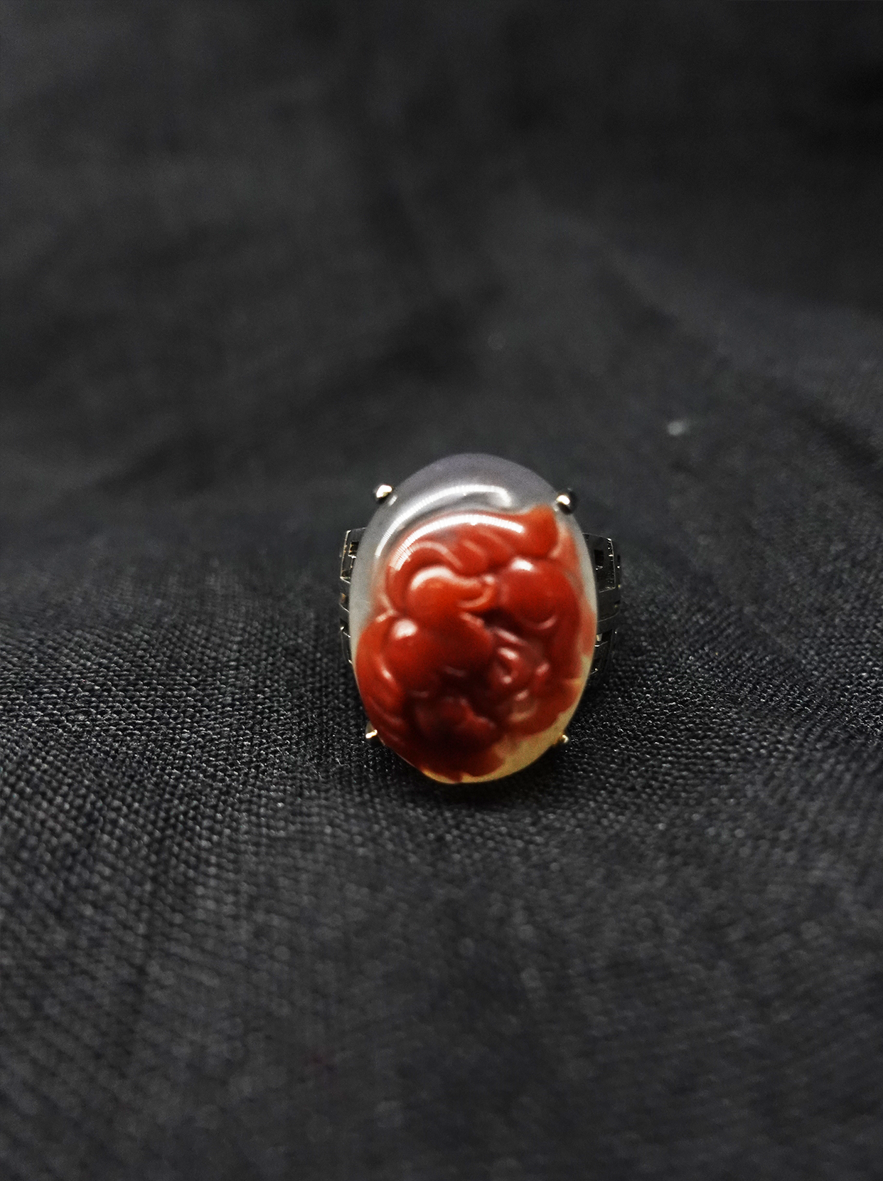 Peony Flower South Red Agate love Ring