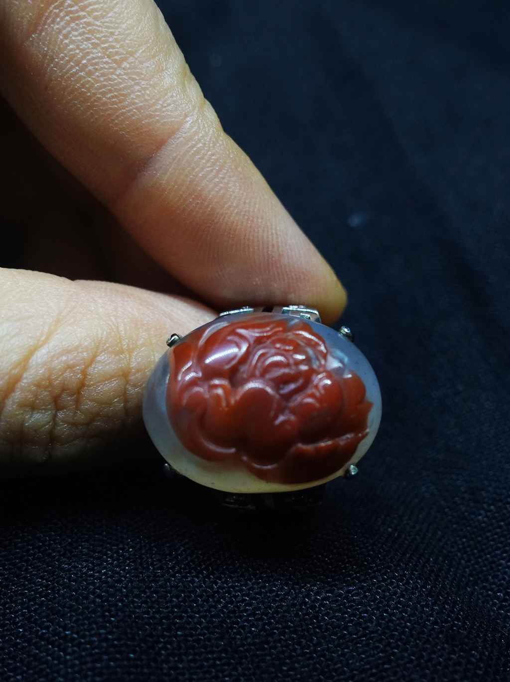 Peony Flower South Red Agate love Ring