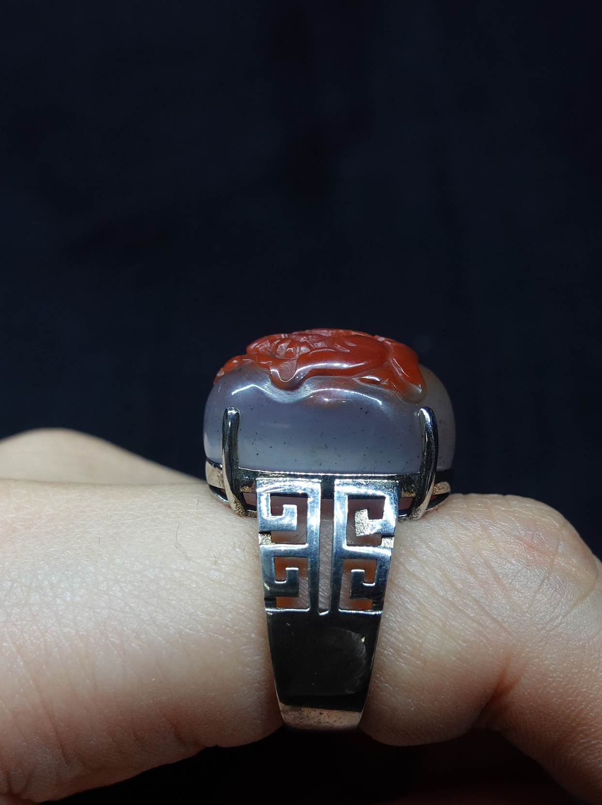 Peony Flower South Red Agate love Ring