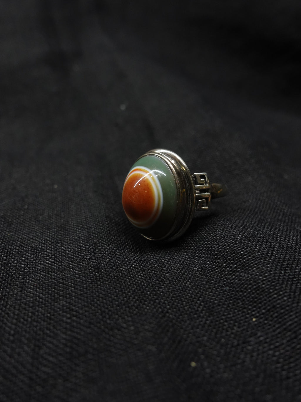 Sacred Eye Dzi bead ring