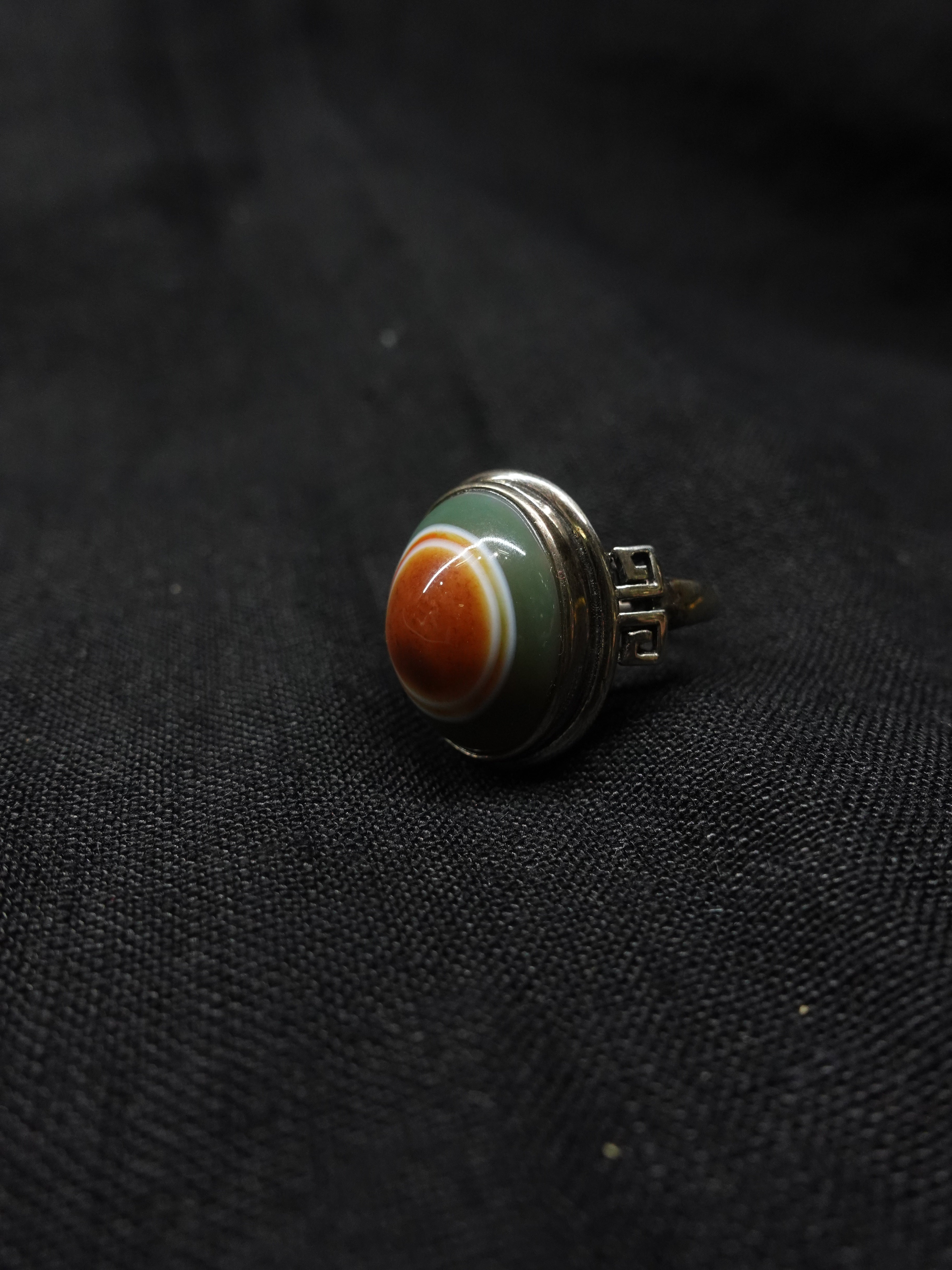 Sacred Eye Dzi bead ring