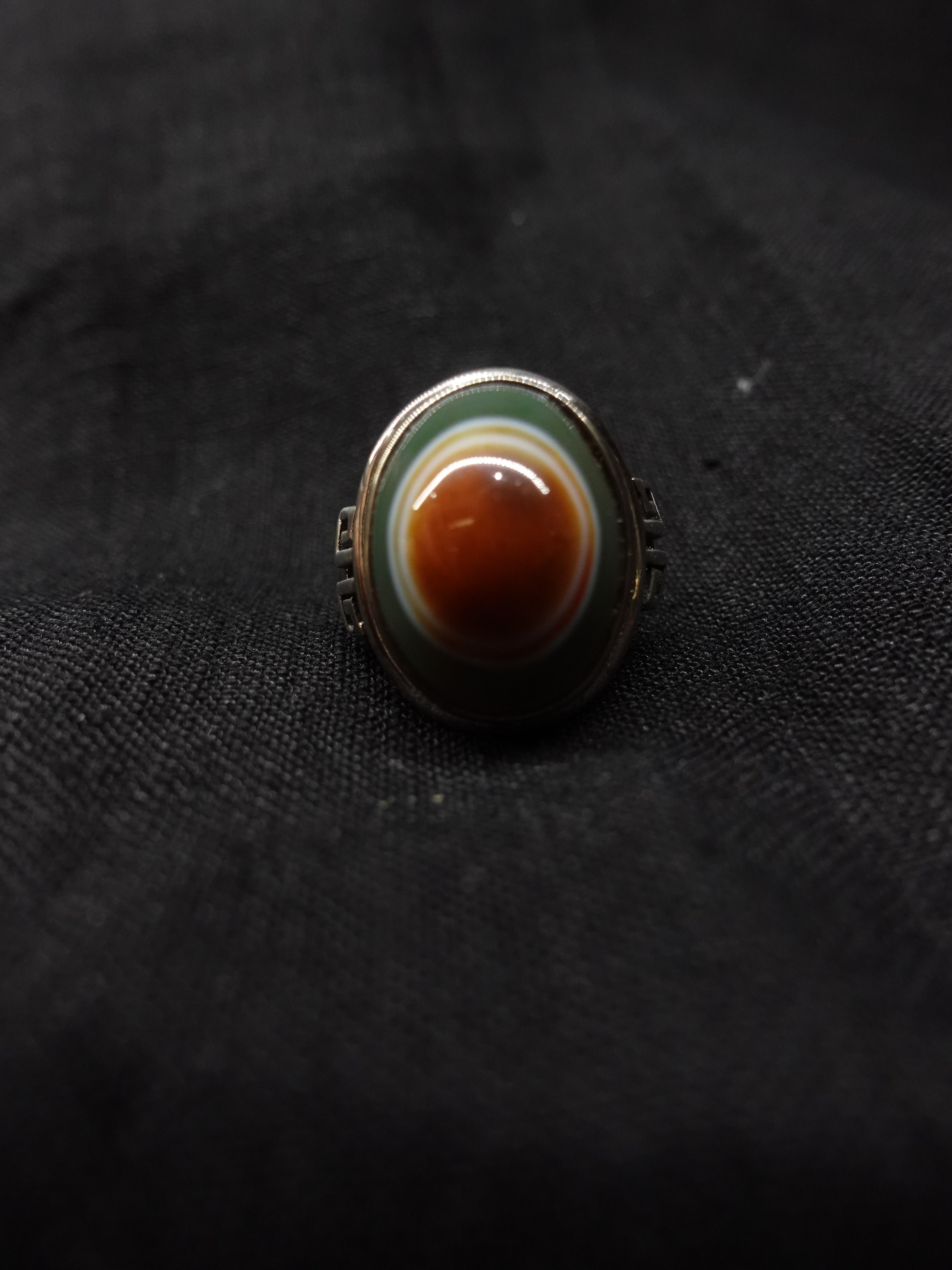 Sacred Eye Dzi bead ring