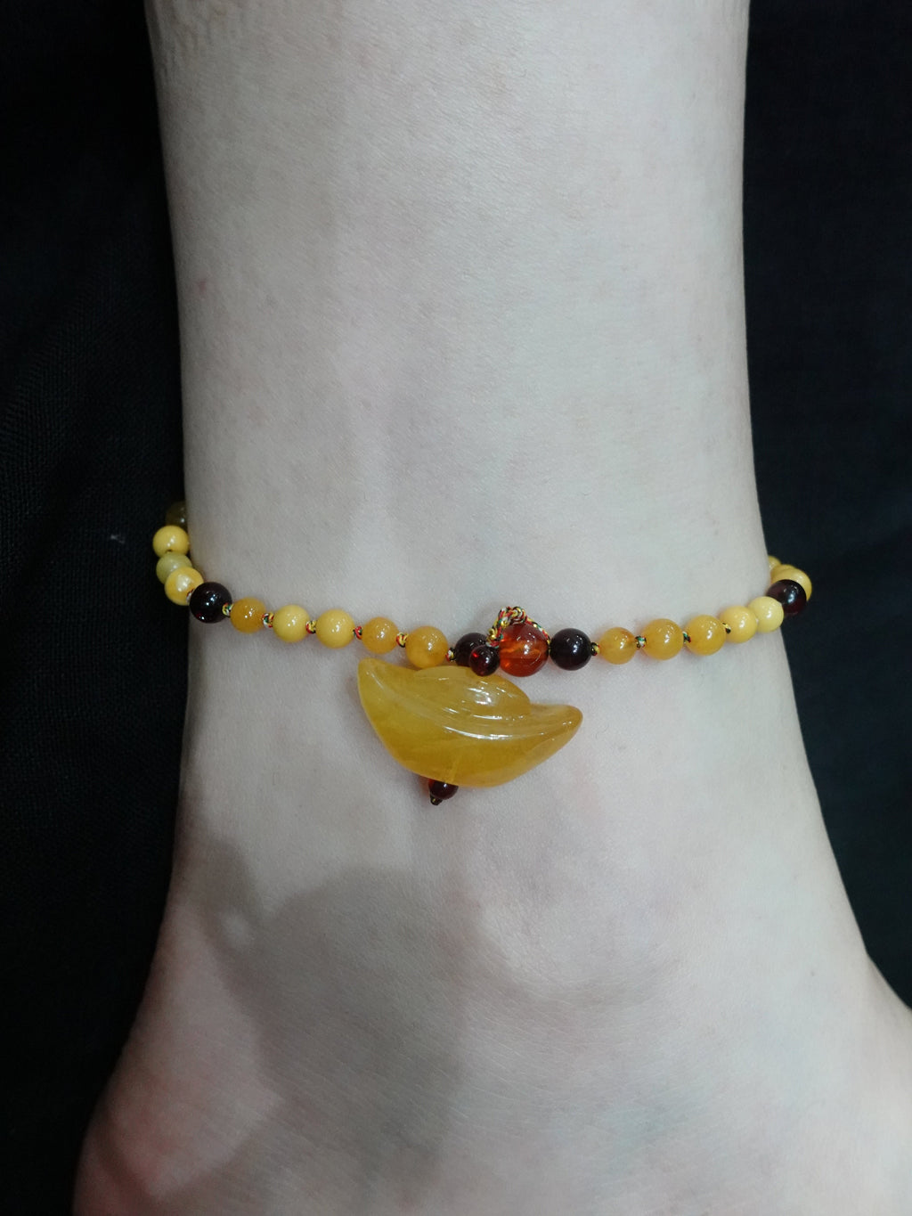 Amber ingot anklet