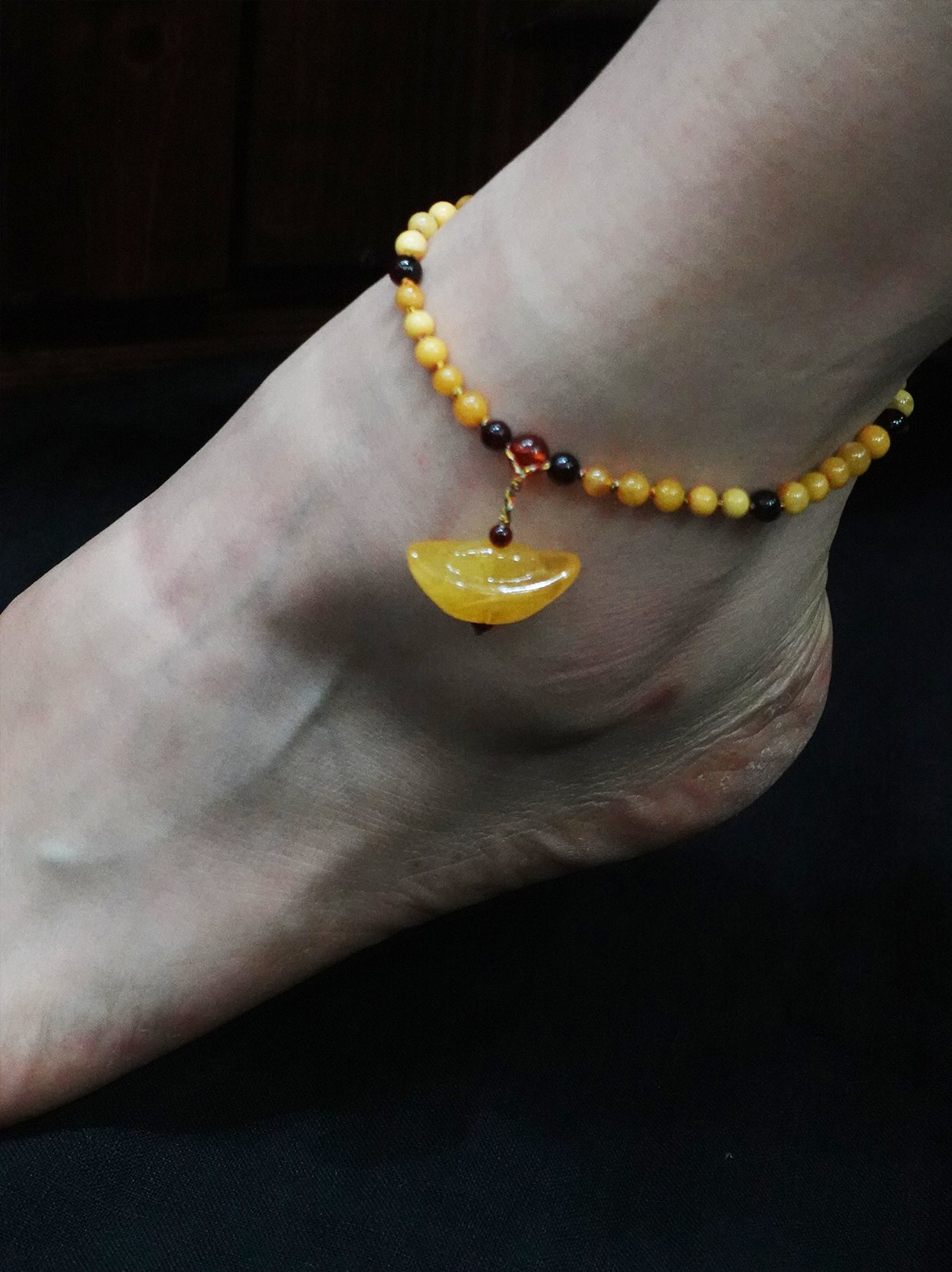 Amber ingot anklet