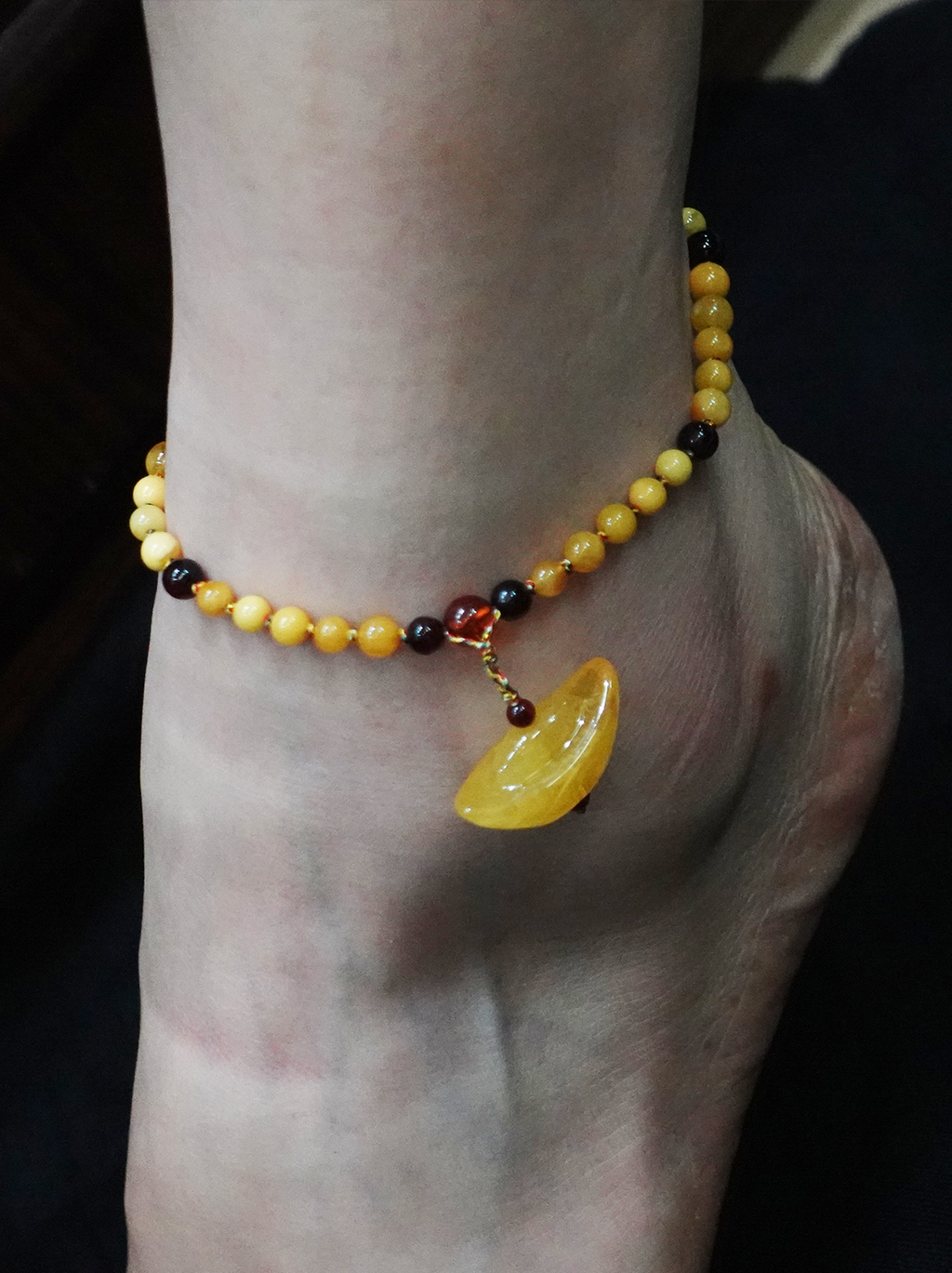 Amber ingot anklet