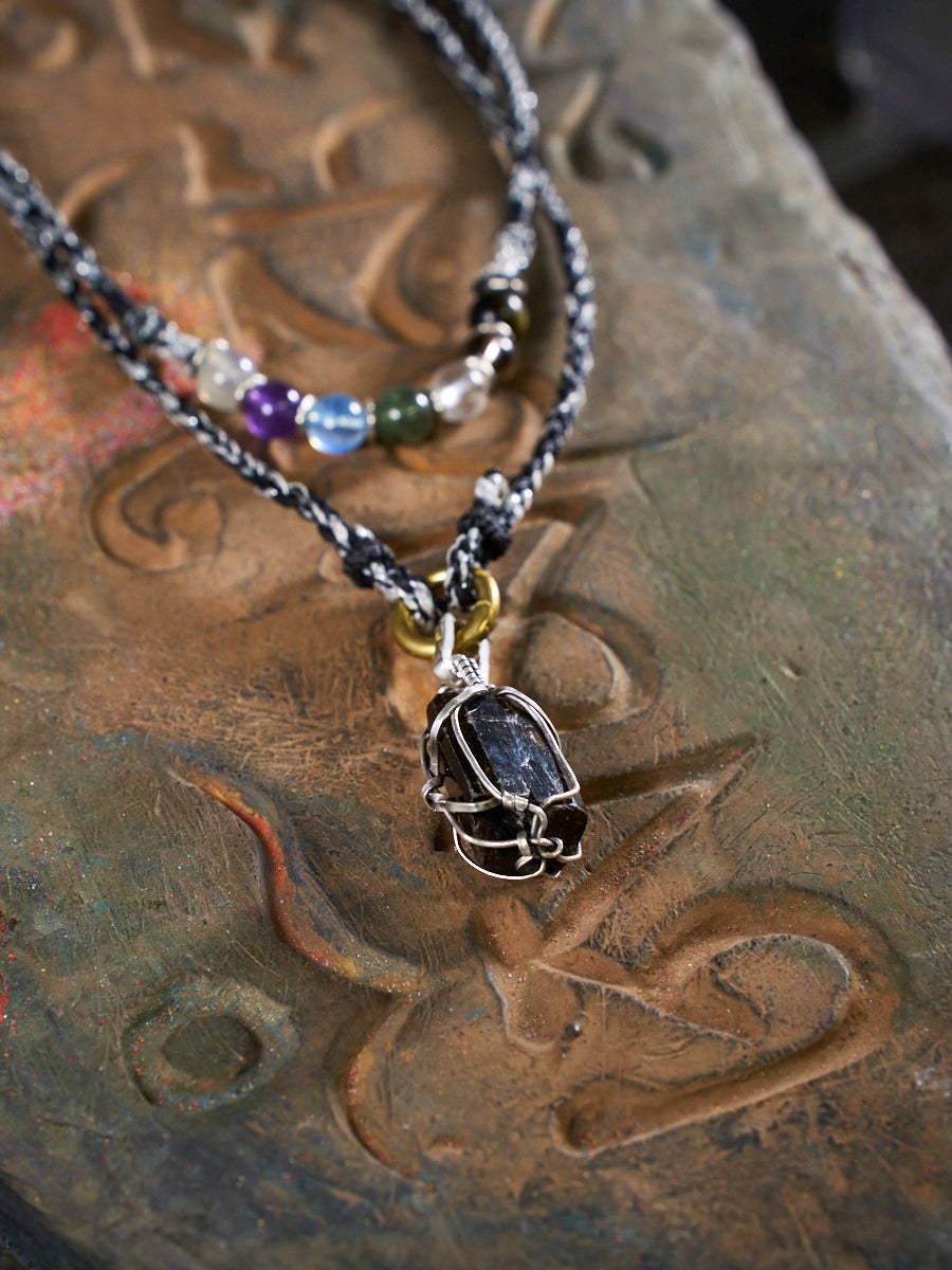 Himalayan Black Tourmaline 7 Chakra Crystal Necklace