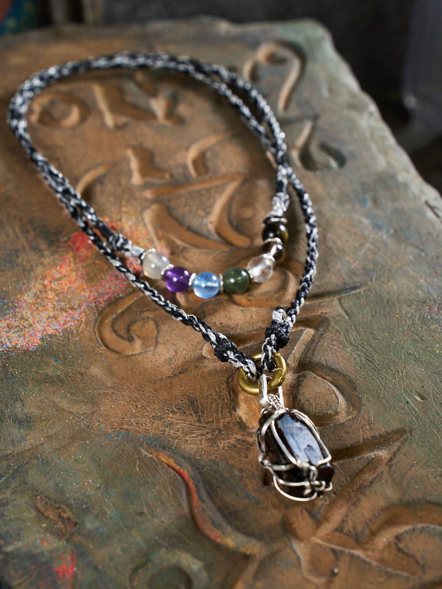 Himalayan Black Tourmaline 7 Chakra Crystal Necklace