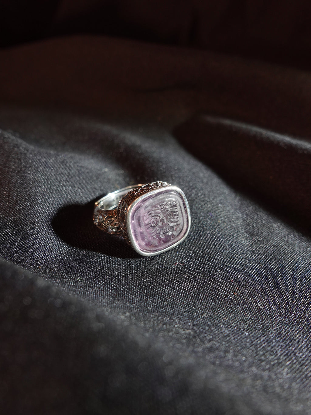 Sterling Silver & Amethyst Wealth Goddess Zakirum Ring