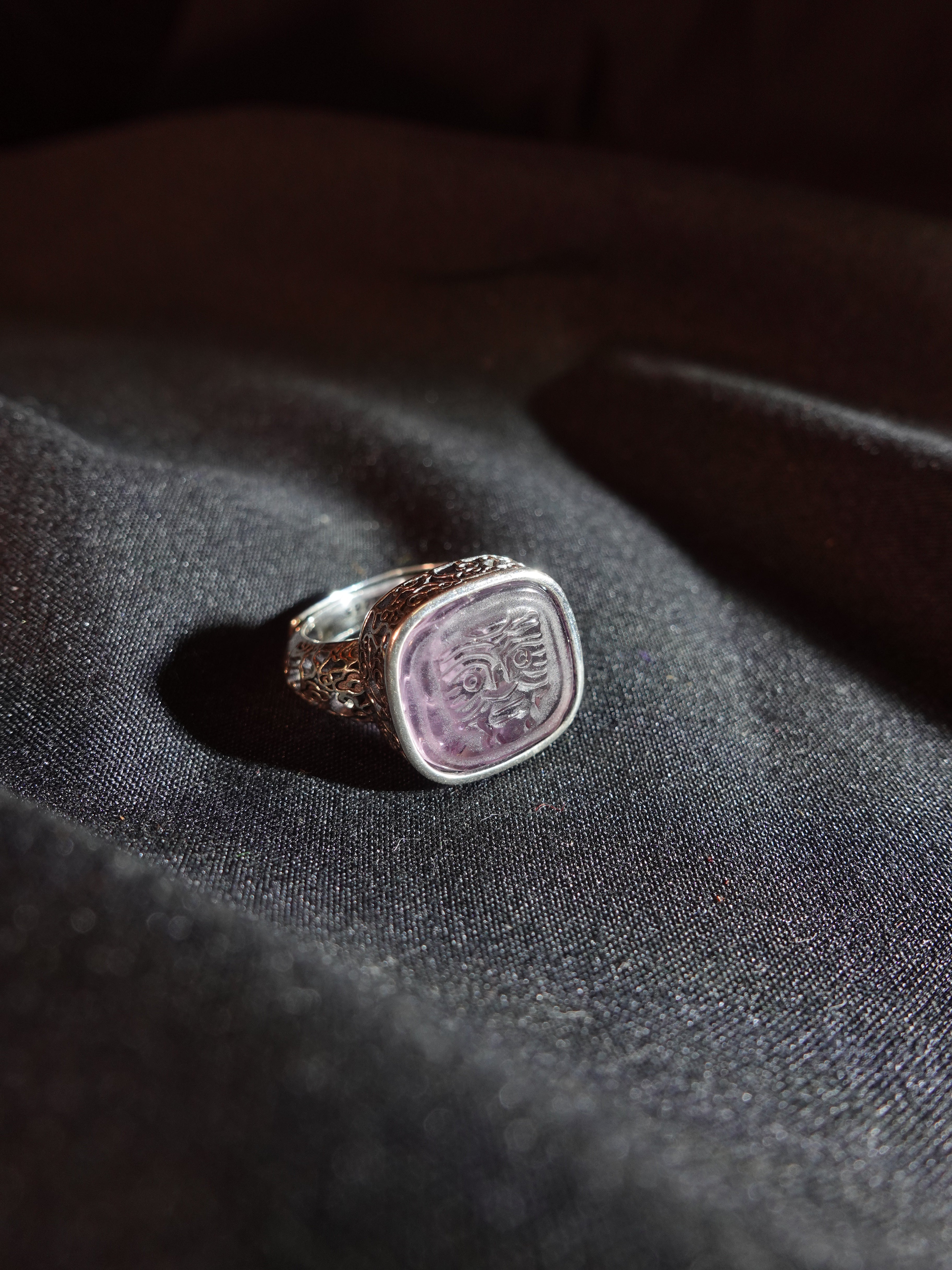 Sterling Silver & Amethyst Wealth Goddess Zakirum Ring