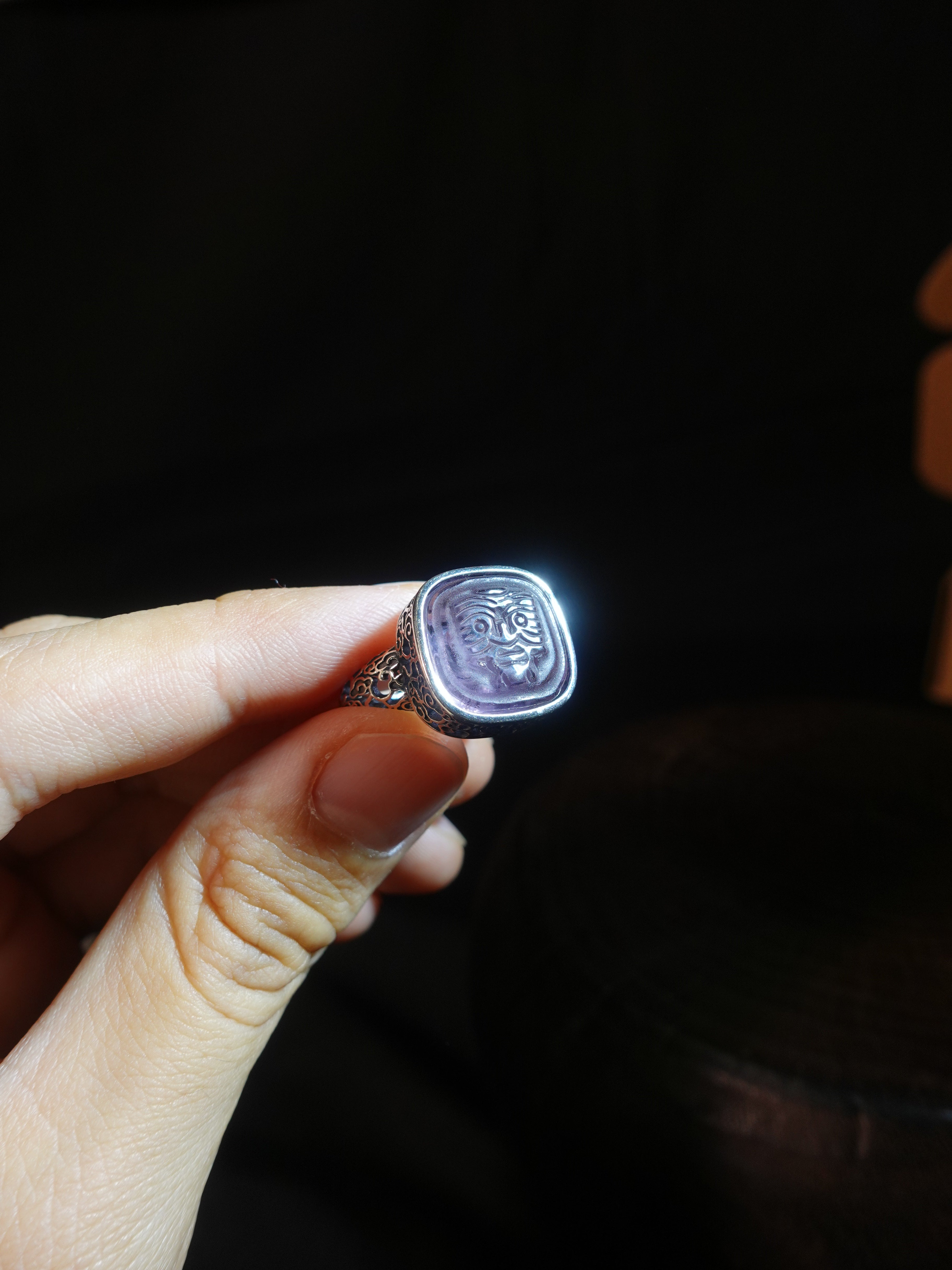 Sterling Silver & Amethyst Wealth Goddess Zakirum Ring