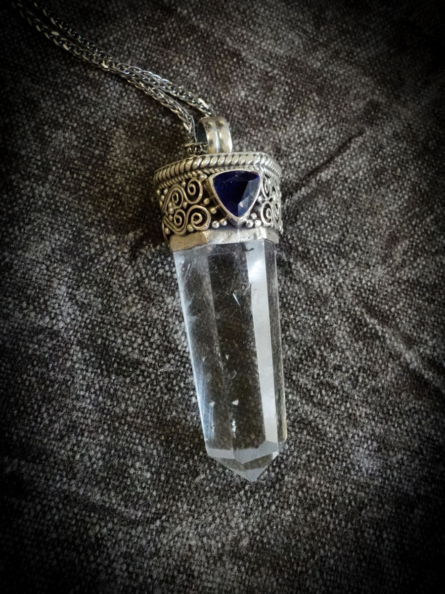 Amplify Wisdom Clarity Necklace | Clear Quartz & Sapphire Sterling Silver