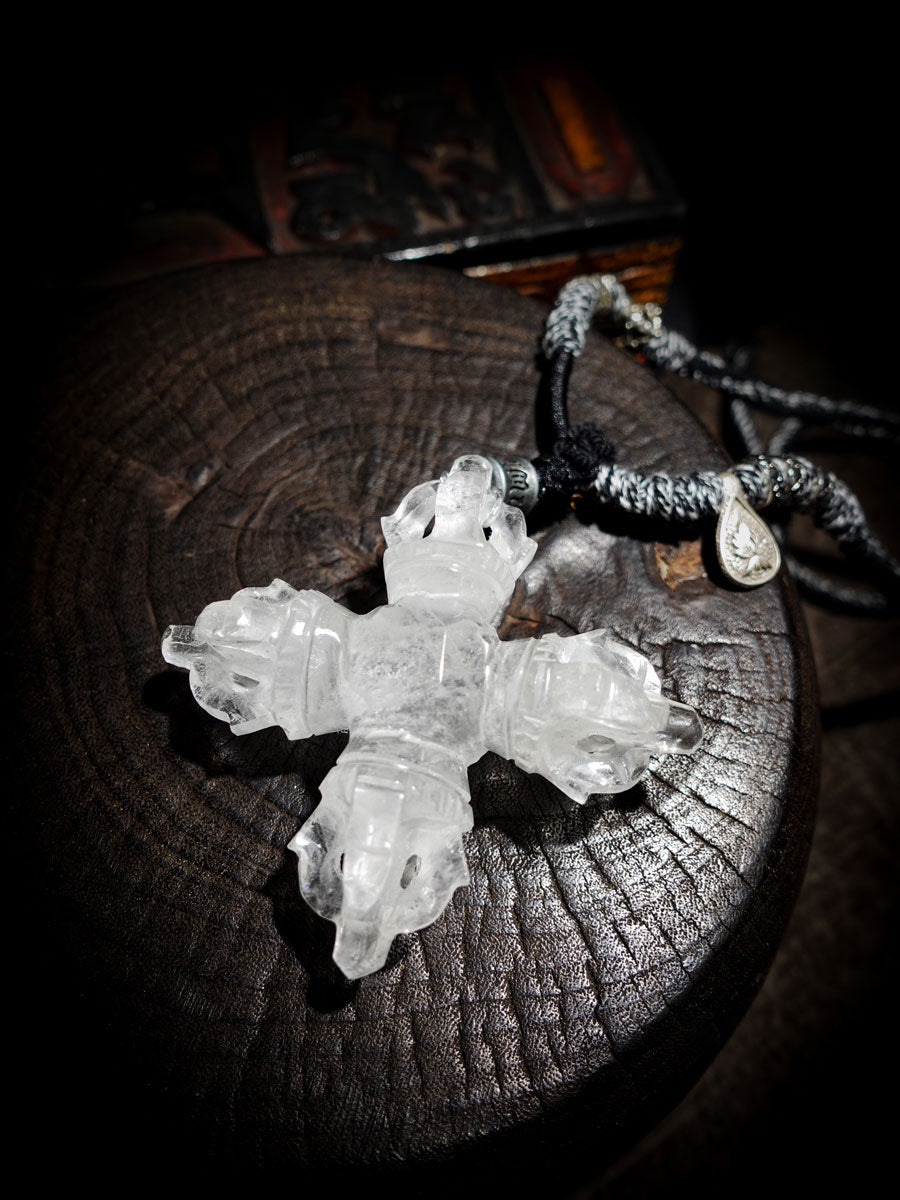 Protection Clarity Dorje | Clear Quartz Tibetan Cross Vajra