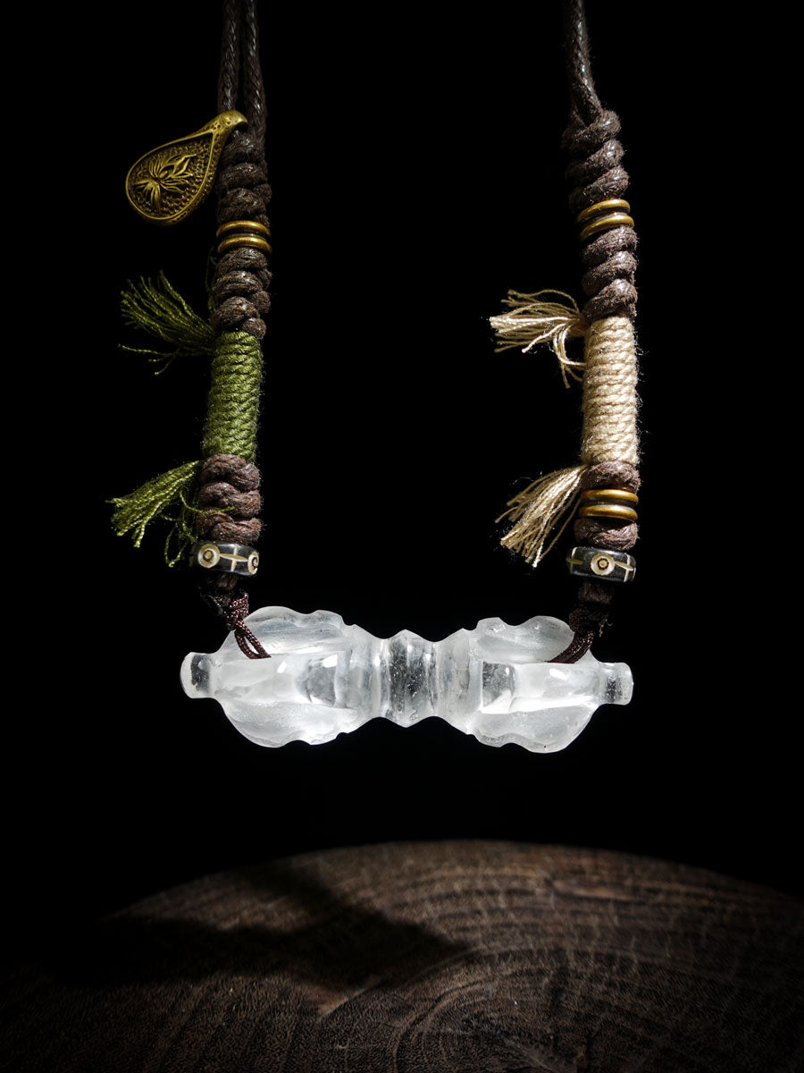 Protection Balance Necklace | Clear Quartz Four-Pronged Vajra
