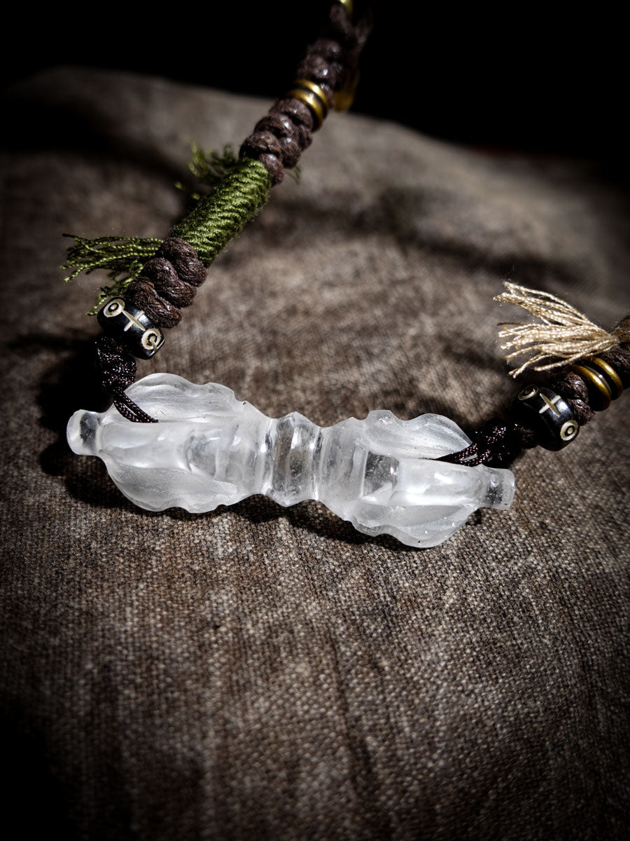 Protection Balance Necklace | Clear Quartz Four-Pronged Vajra