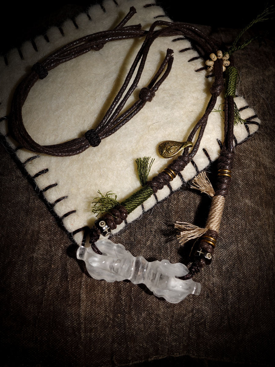 Protection Balance Necklace | Clear Quartz Four-Pronged Vajra